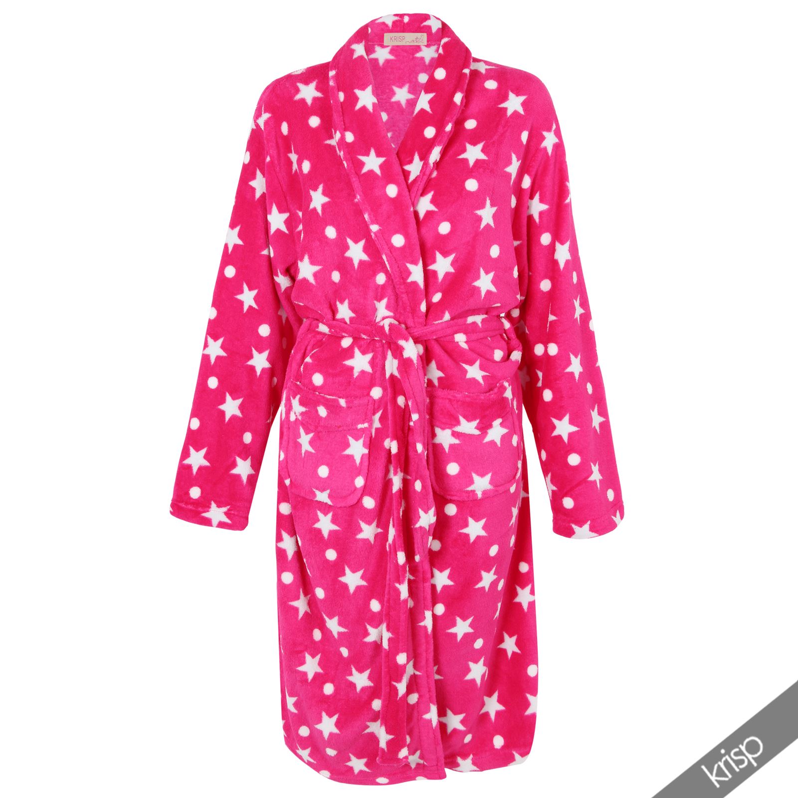 Womens Soft Fleece Fluffy Star Robe Gown Dressing House Coat Bathrobe Wrap Gift eBay
