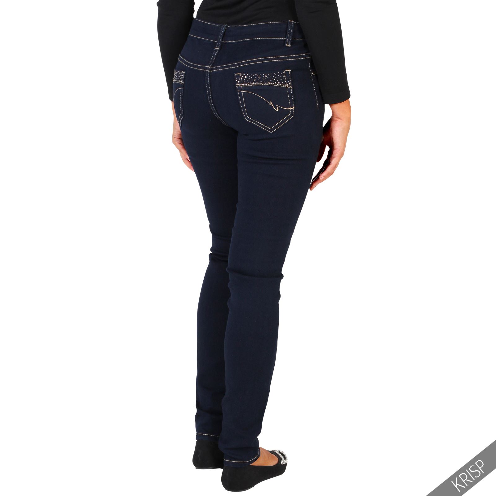 Women Ladies Sexy Low Rise Dark Wash Denim Skinny Jeans Slim Fit Denim