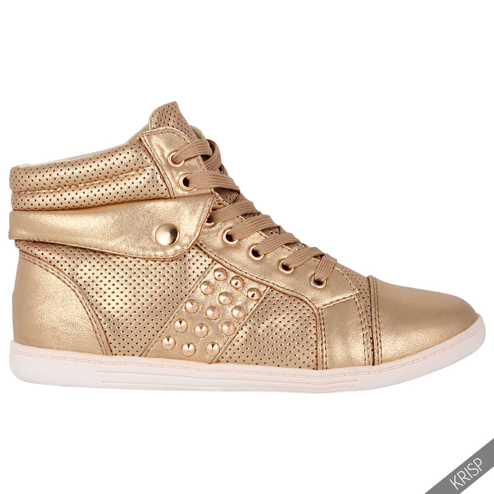 Womens Shiny Patent Leather Metallic Flat Ankle Trainers Sneakers Shoes Fashion | eBay