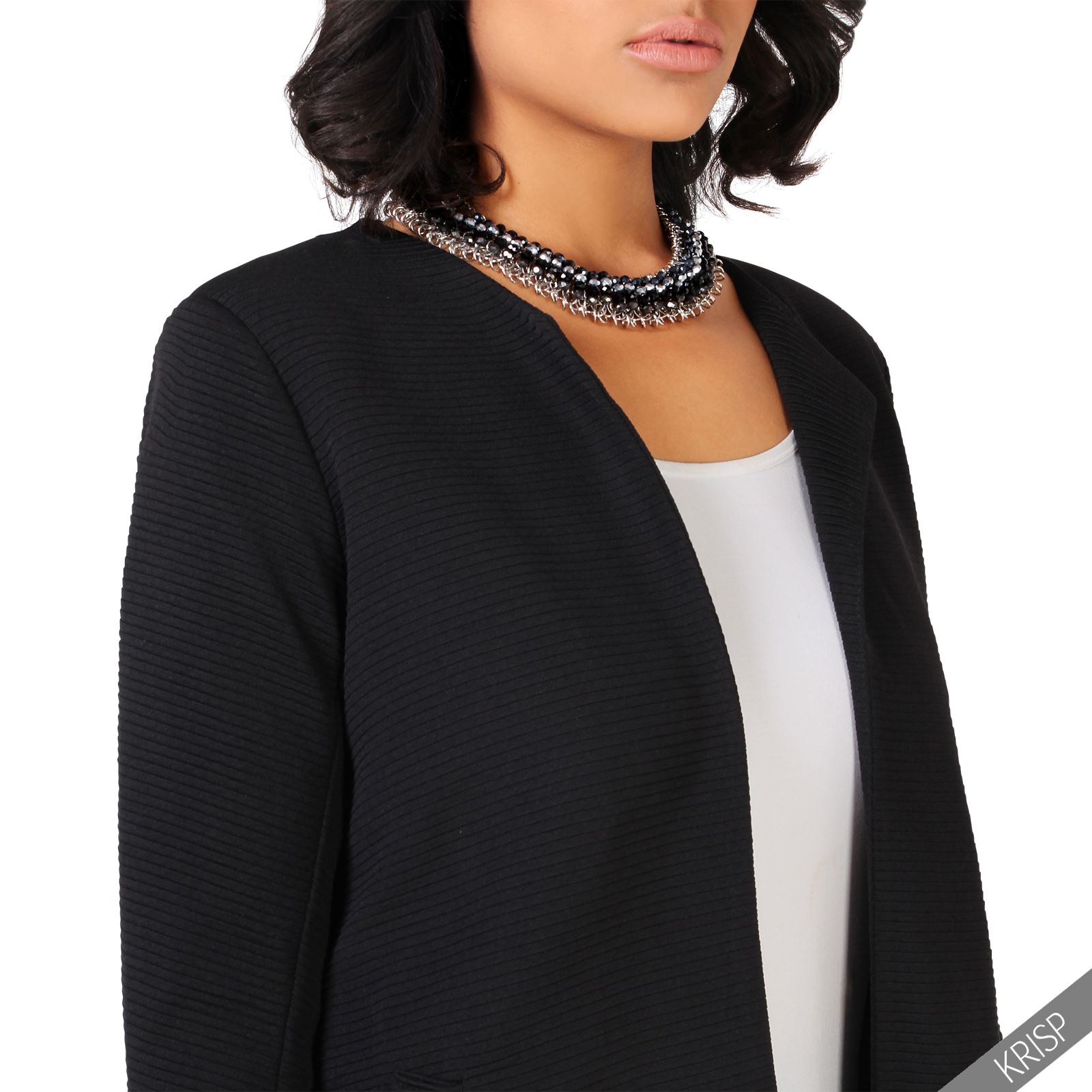 Womens Ladies Plain Long Duster Coat Open Cardi Blazer Smart Tailored