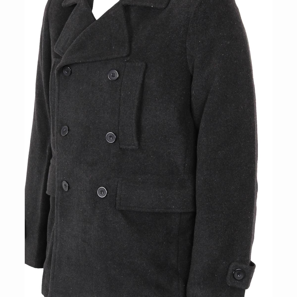 Men's Military Double Breasted Winter Pea Coat Woollen Jacket Warm