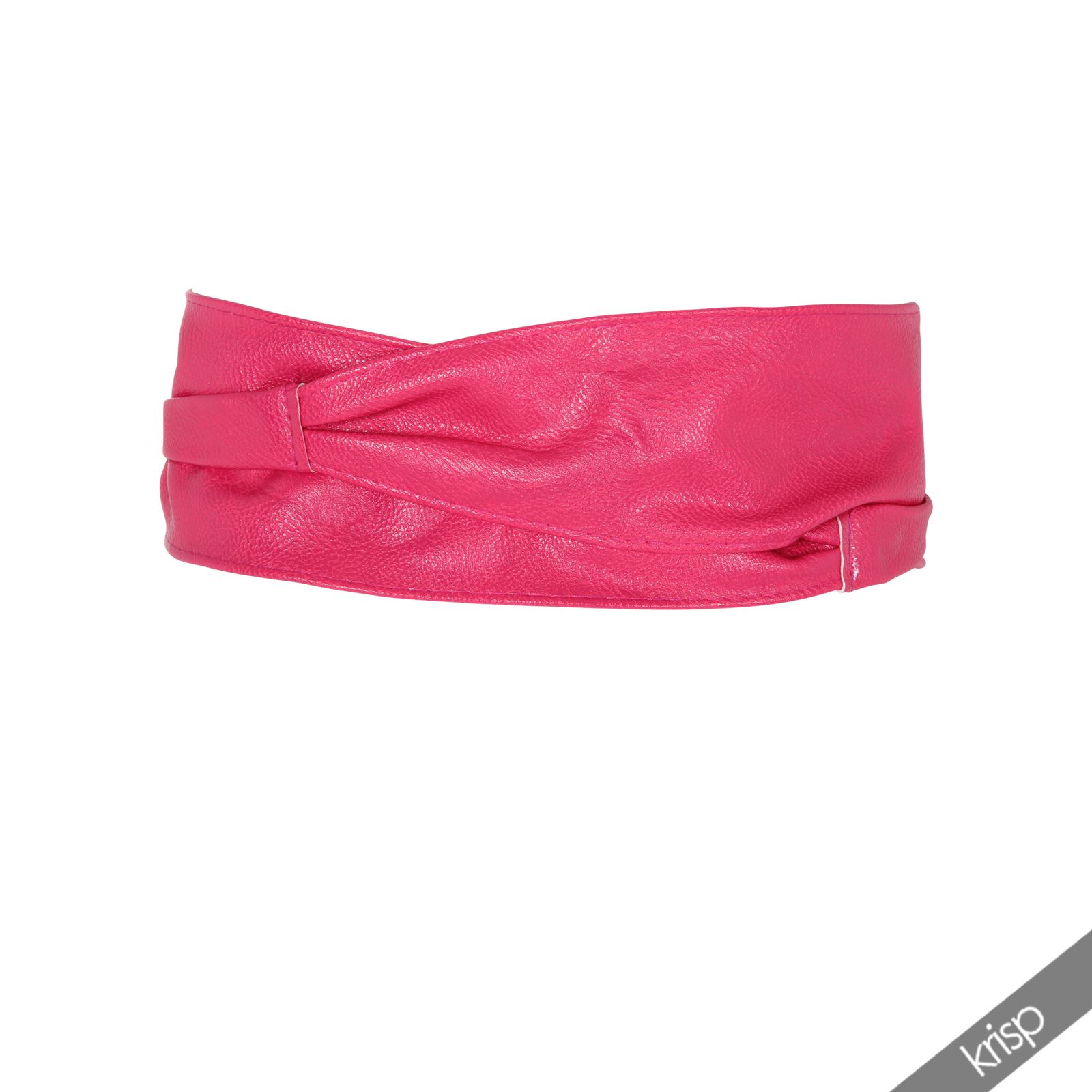 Womens Soft PU Faux Leather Self Tie Wrap Around Obi Waist ...