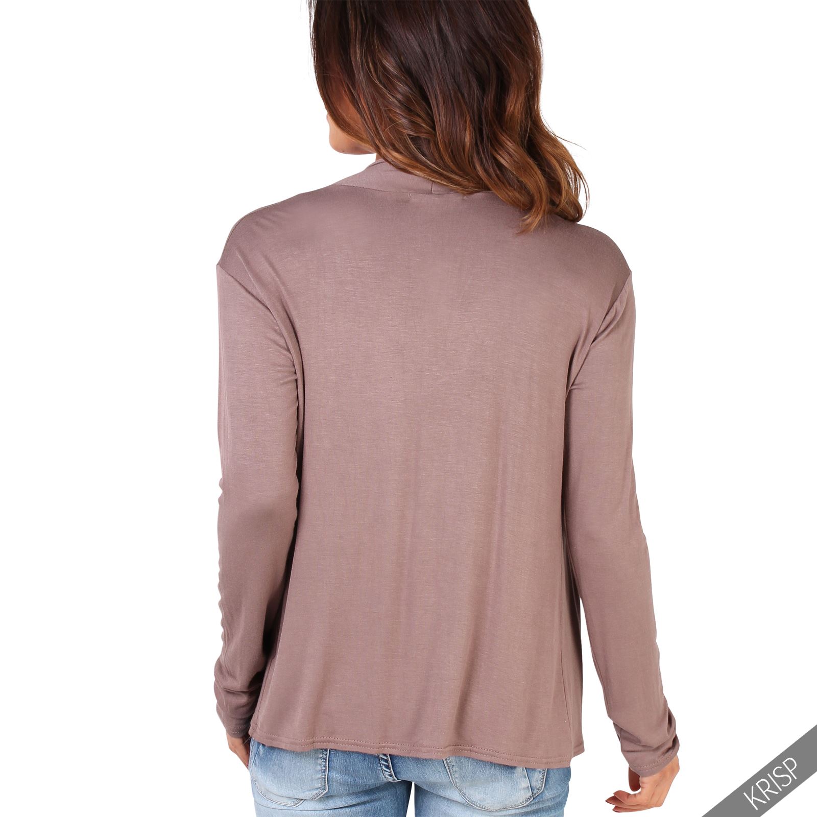 Womens Open Front Jersey Simple Cardigan Solid Cover Up Shrug Waterfall