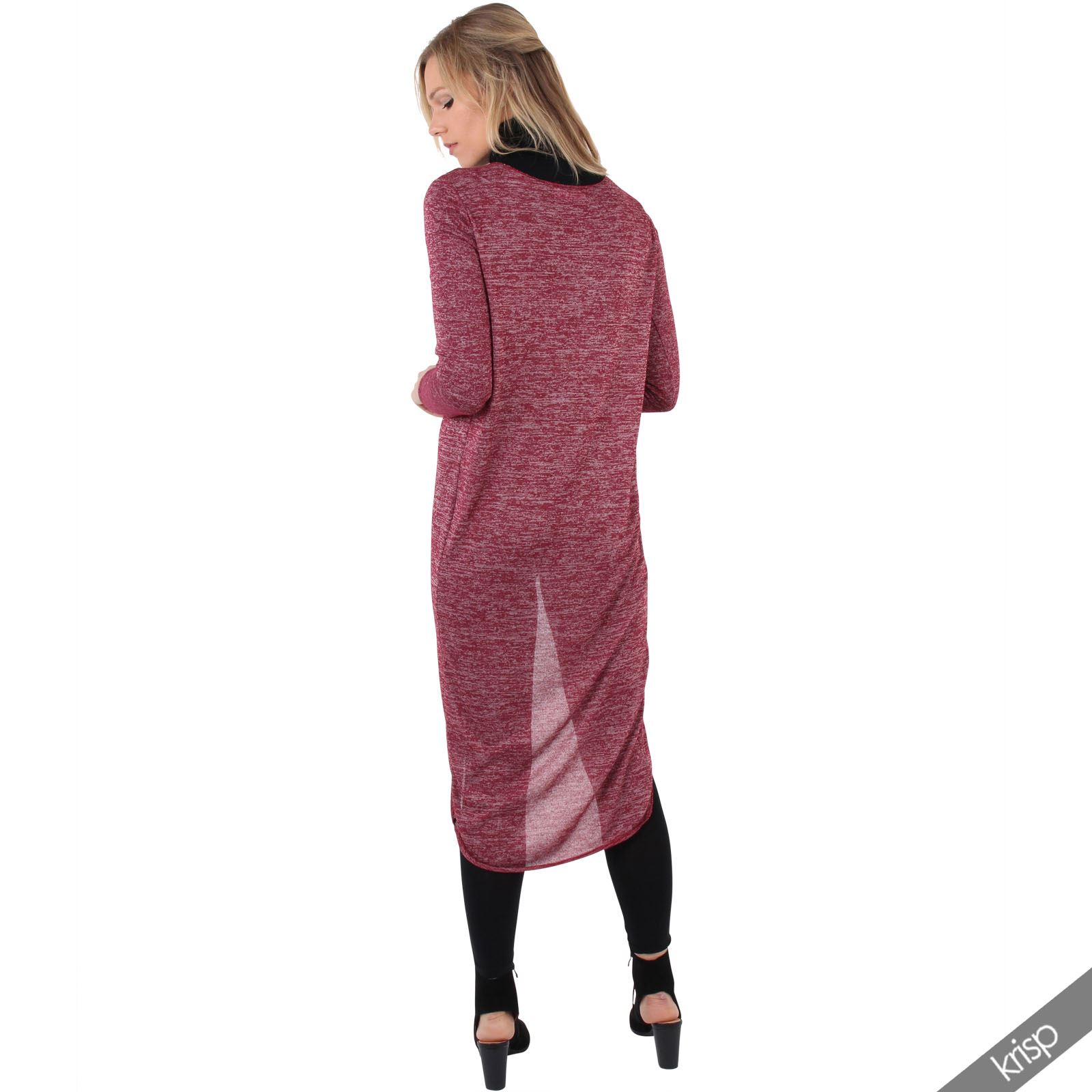 Women Soft Knitted Knot Front Long Shrug Cardigan Top Jumper Sweater