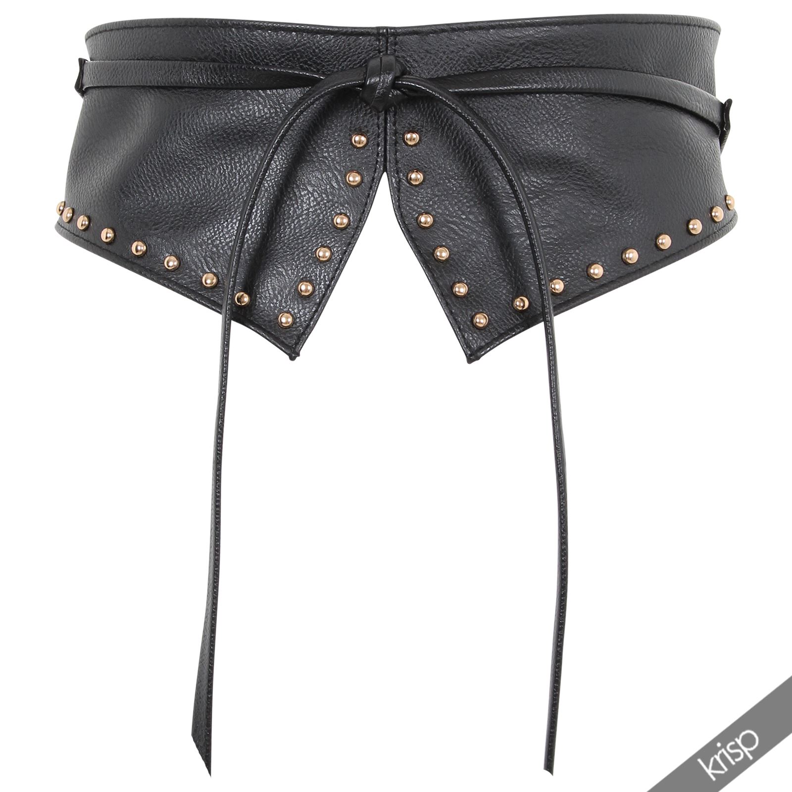 Womens Soft PU Faux Leather Self Tie Wrap Around Obi Waist Band Cinch