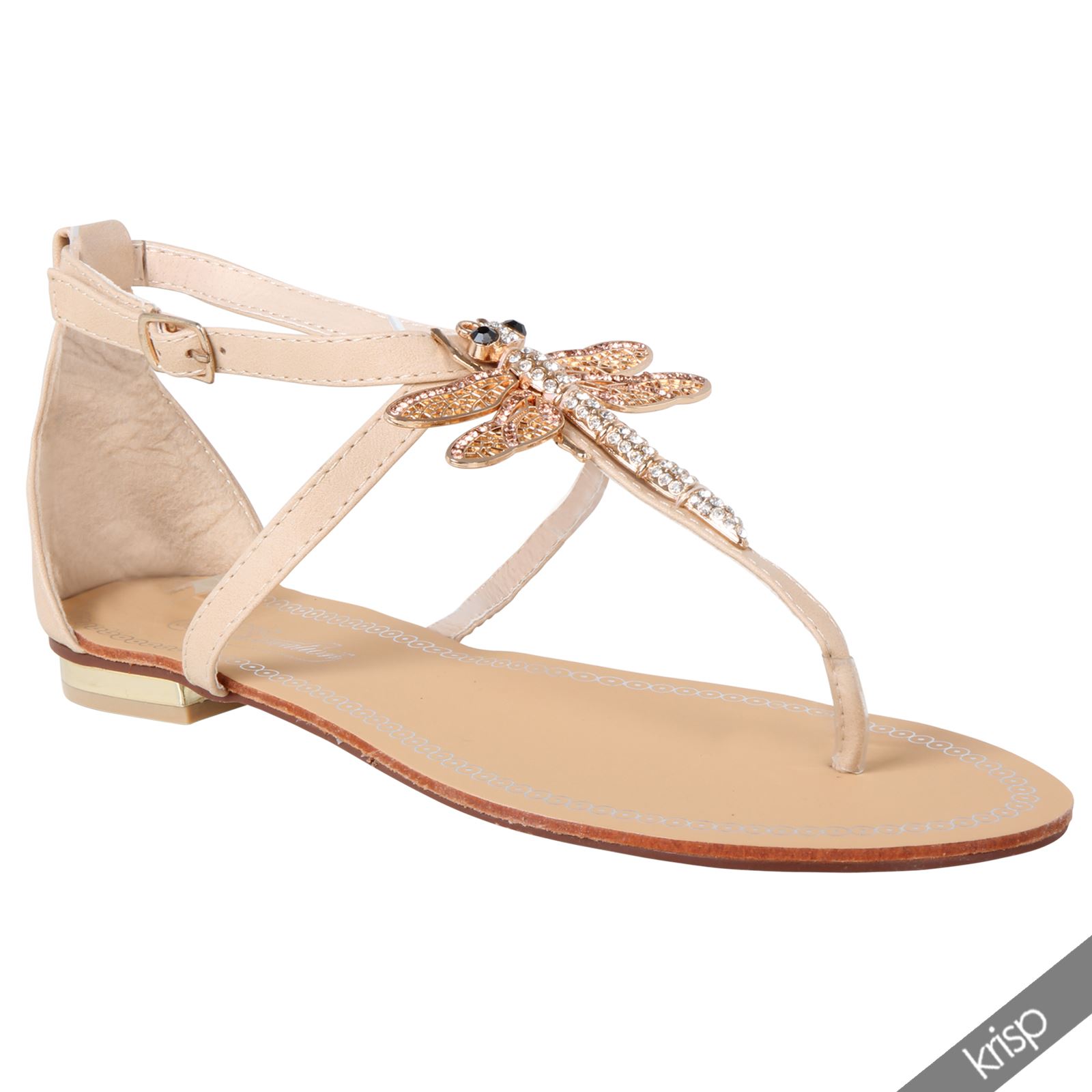 Womens Gem Dragonfly Flip Flop Flats Strappy Sandals Summer Shoes Beach Party eBay