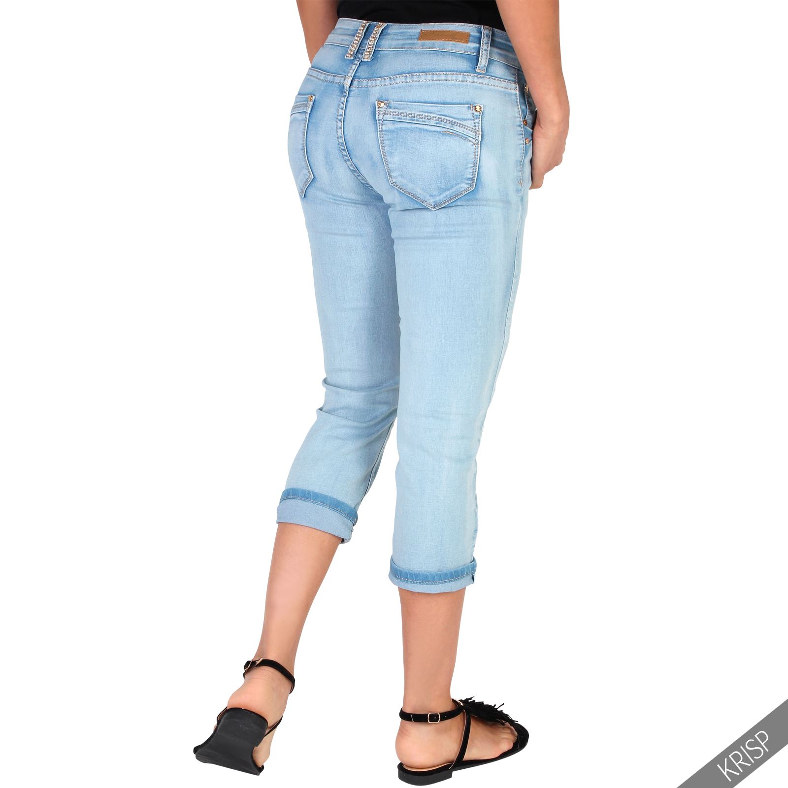 Womens Ladies Stretch Denim Cropped Skinny Jeans Summer Capri Trousers Hot Pants Ebay 7316