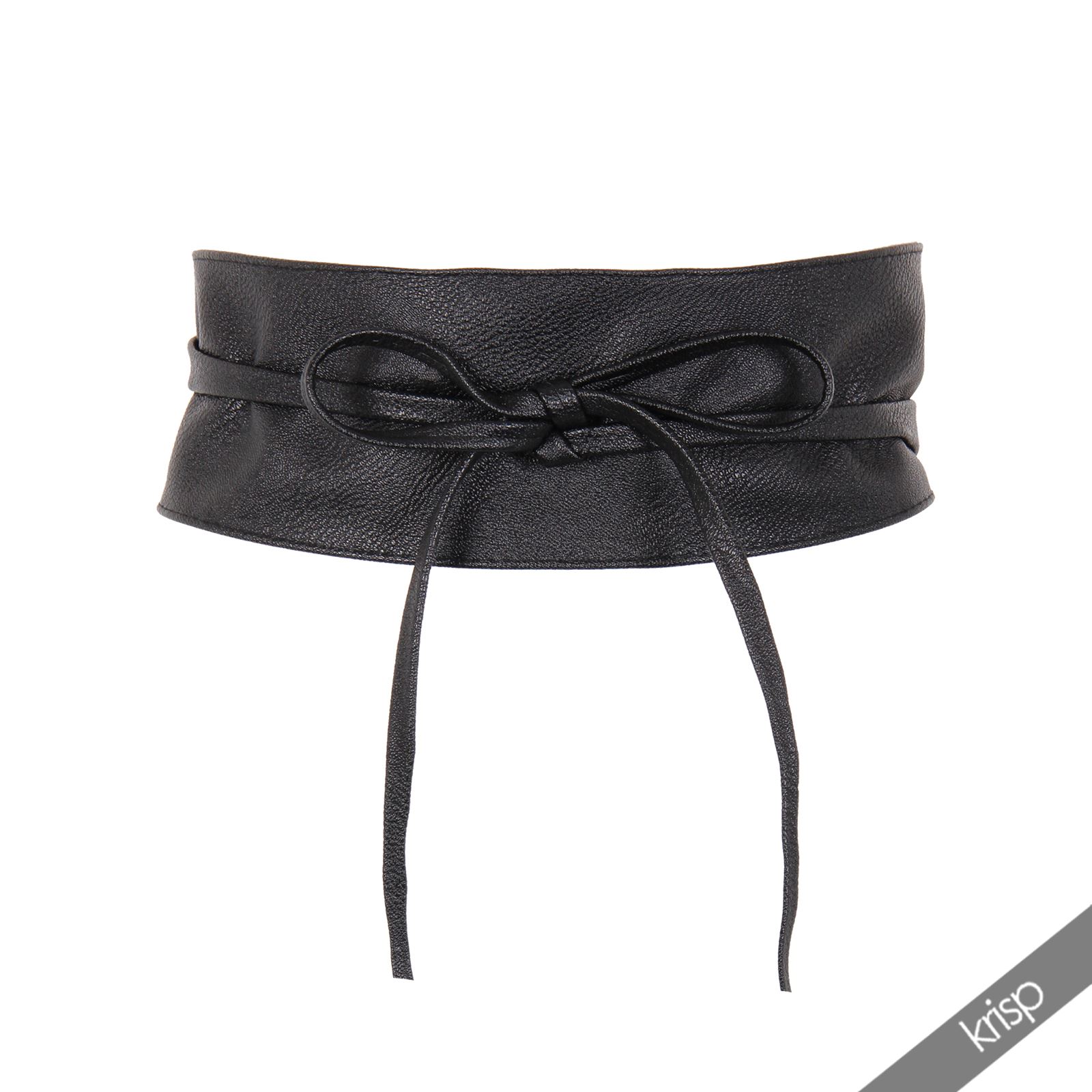 Womens Soft PU Faux Leather Self Tie Wrap Around Obi Waist Band Cinch