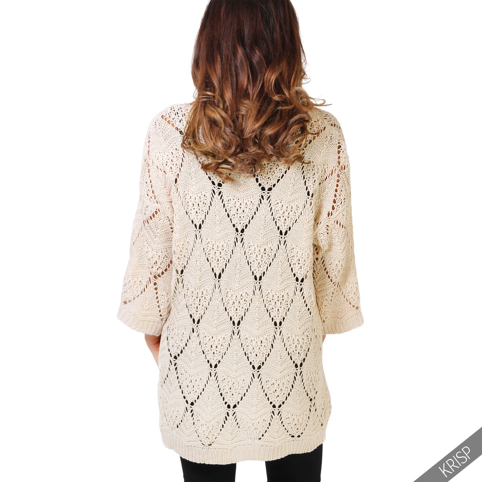 Womens Ladies Oversize Retro Boho Open Knit Jumper Kimono Sleeve Sweater Top ...