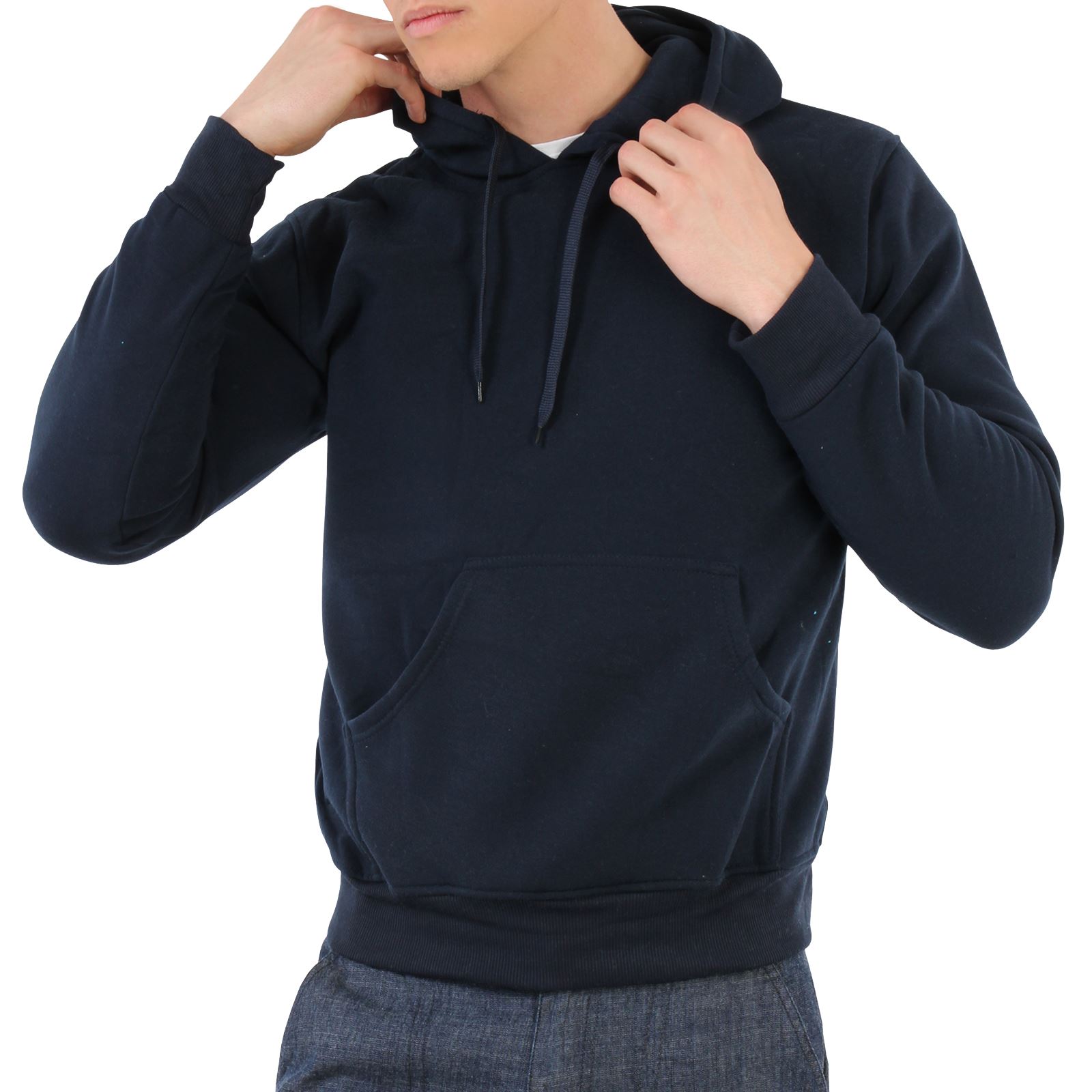 Men Plain Fleece Warm Hoodie Hooded Sport Sweatshirt Top Jumper Sweater