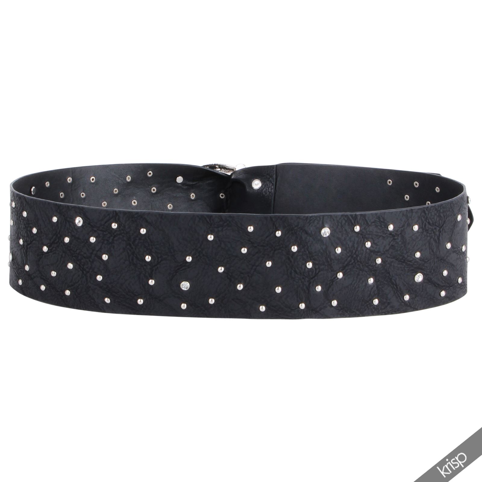 Wide Boho Waist Hip Belt Gem Studded PU Leather Band Cincher Retro