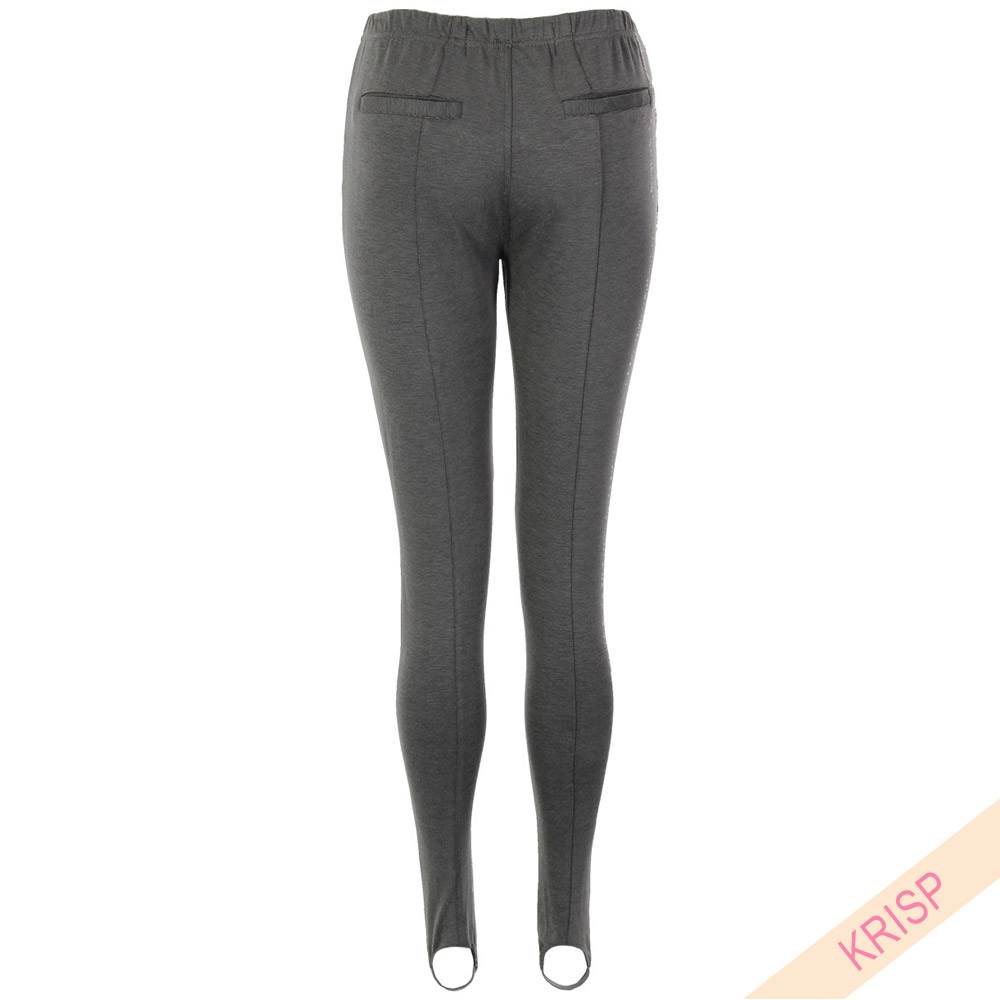 Ladies Women Panel Stretch Fitted Foot Straps Leggings Jeggings