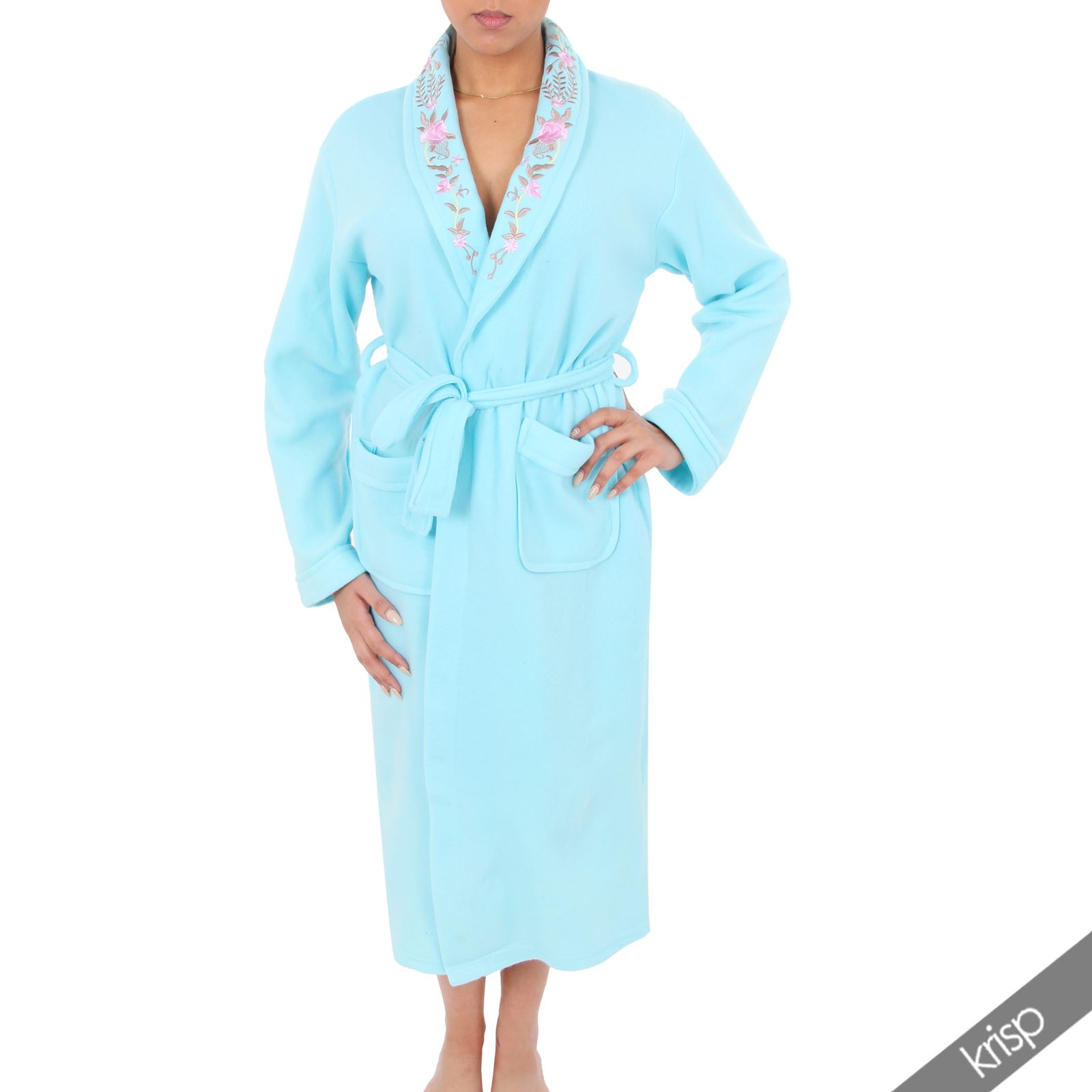 Womens Soft Fleece Fluffy Star Robe Gown Dressing House Coat Bathrobe