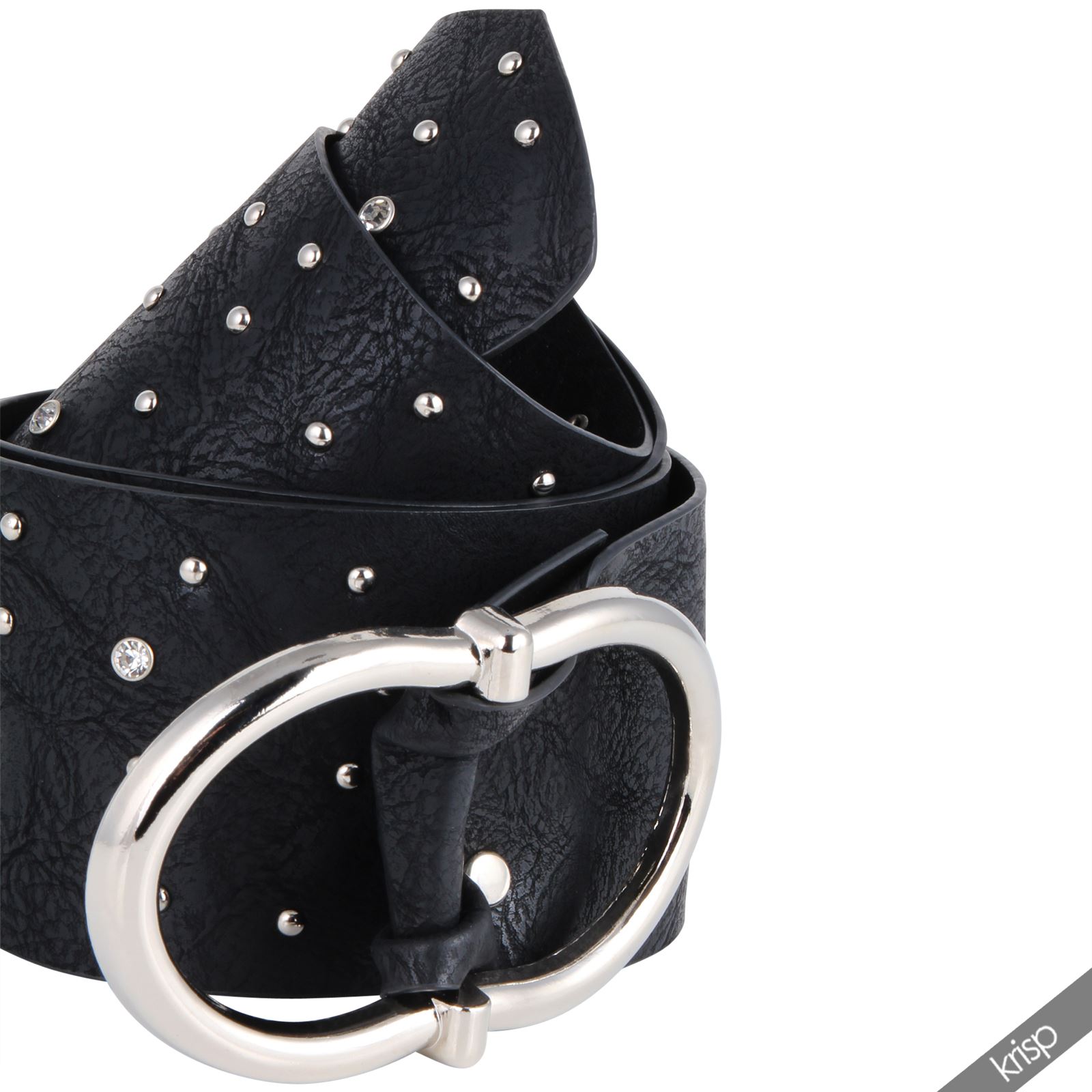 Wide Boho Waist Hip Belt Gem Studded PU Leather Band Cincher Retro