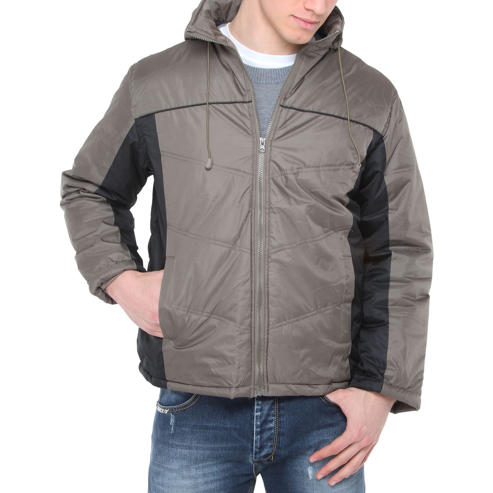 Mens Padded Quilted Zip Up Hooded Down Waterproof Jacket Coat Parka Outwear | eBay