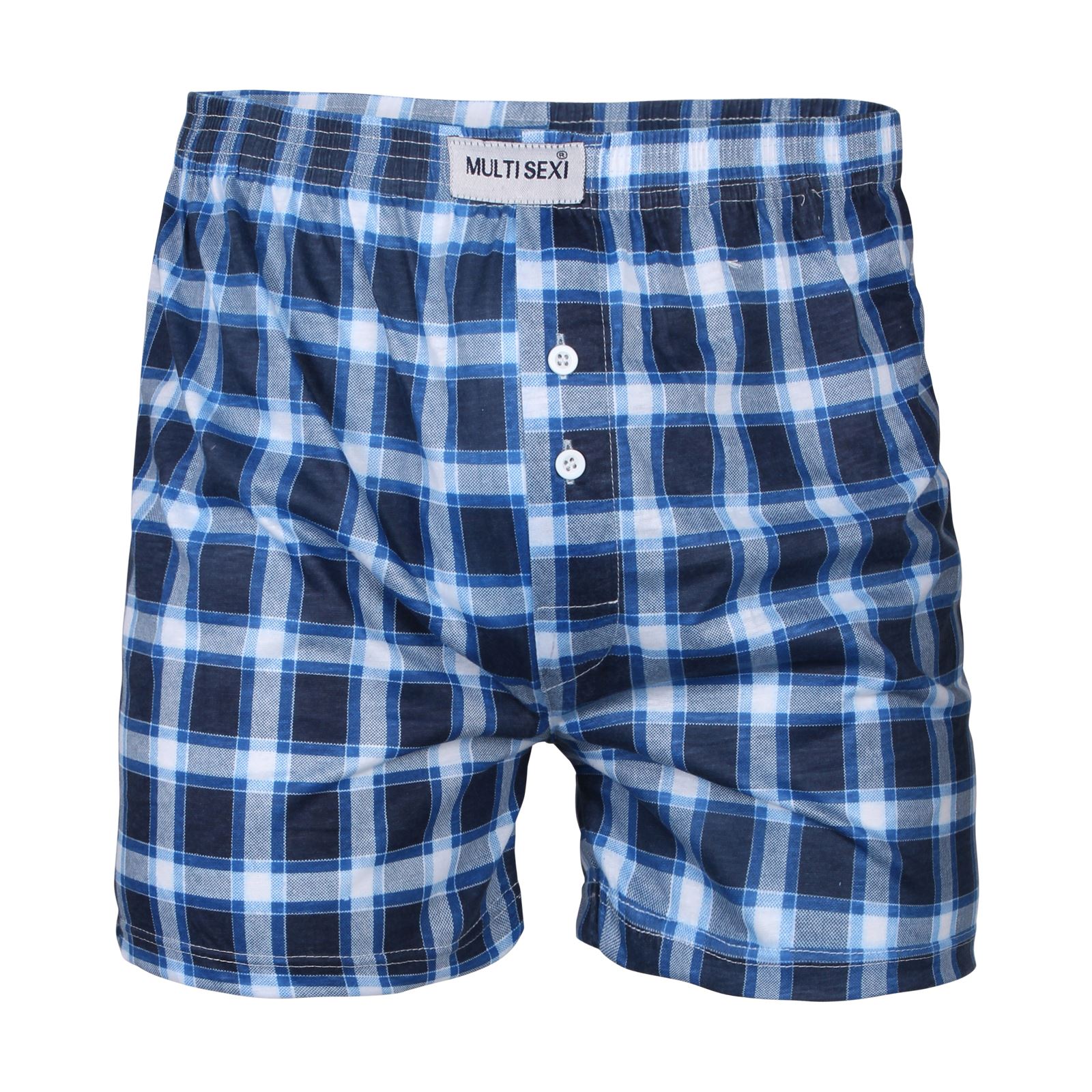 2 Pack Men Designer Classic Check Long Boxer Shorts Cotton Rich