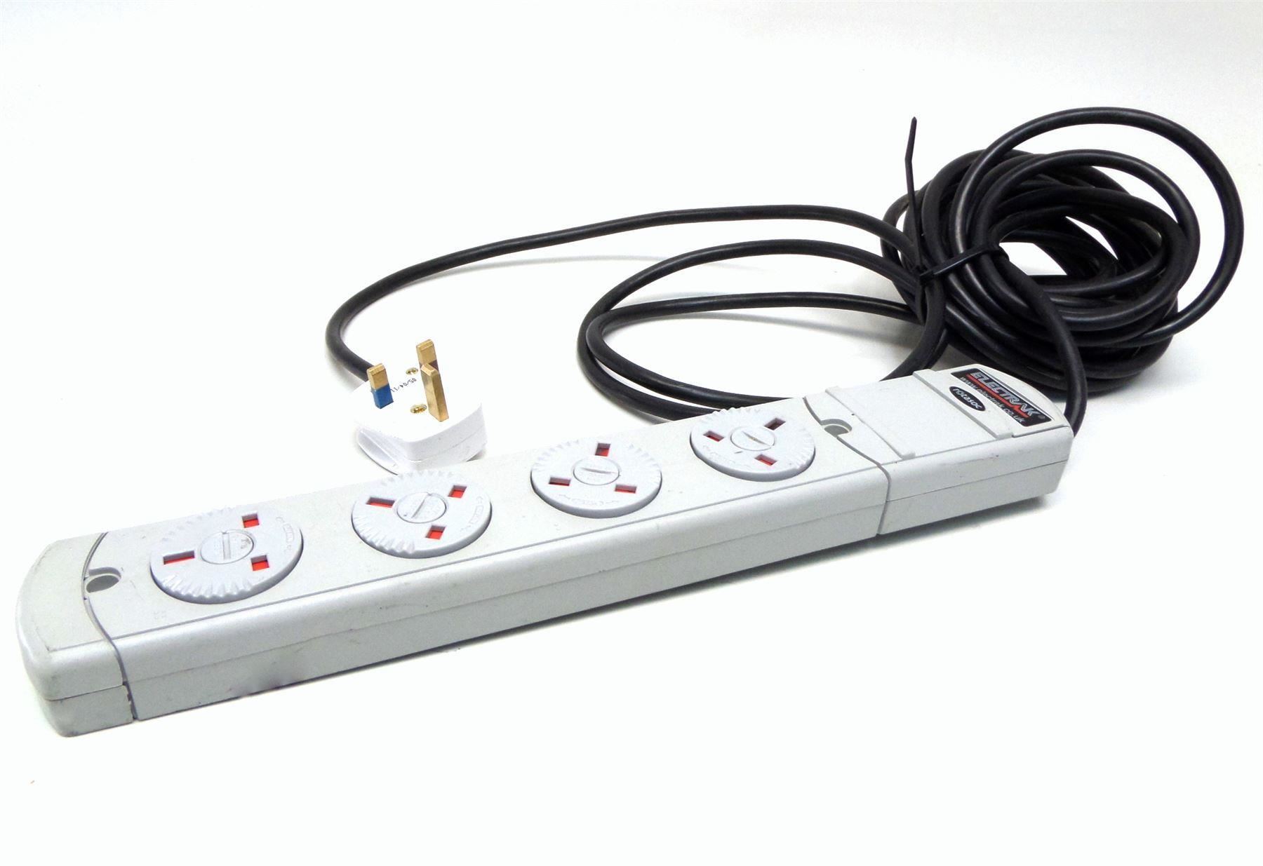Rotasoc Electrak 4 way Extension with rotating sockets 3M cable UK plug