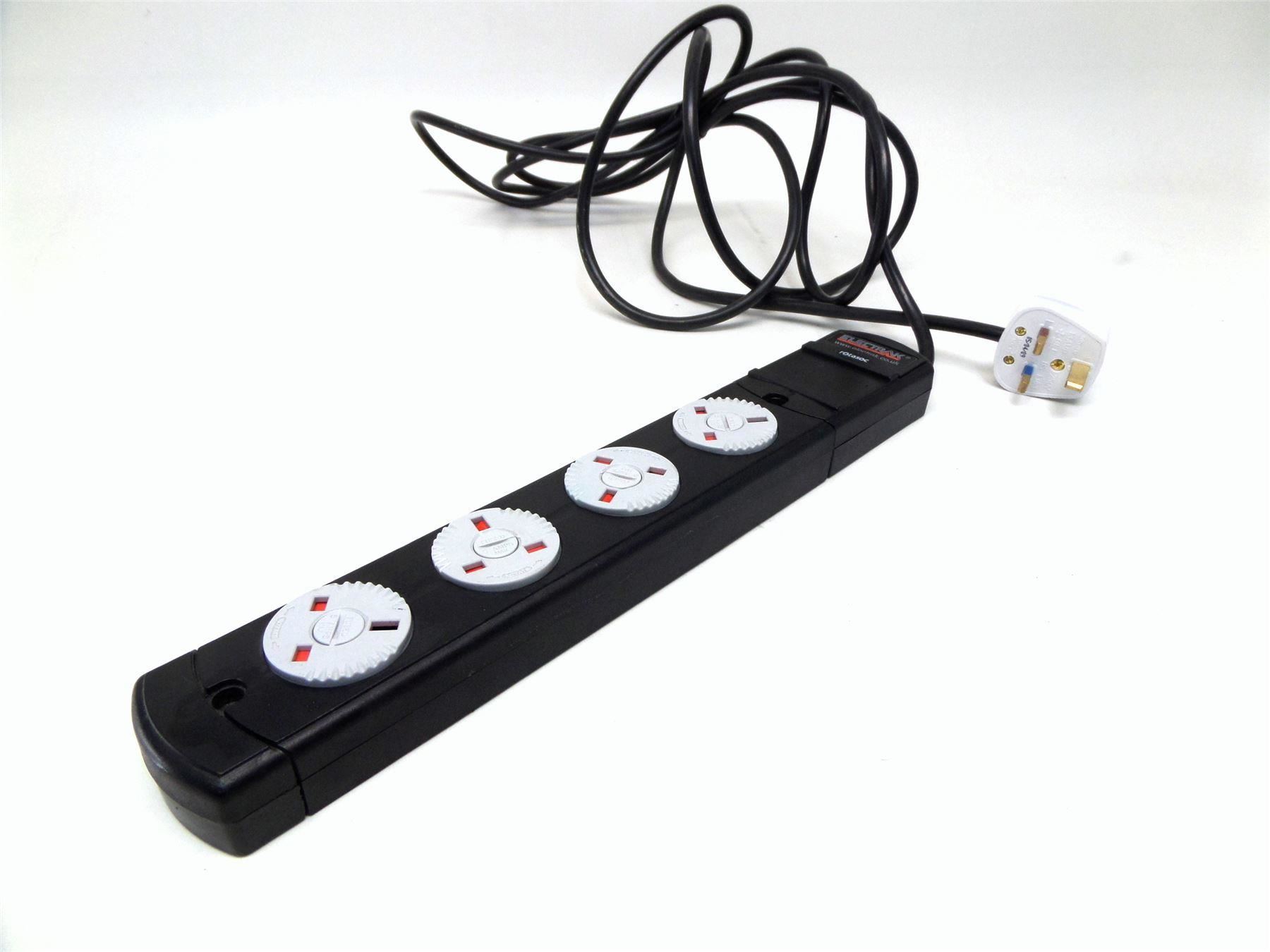 Rotasoc Electrak 4 way extension with rotating sockets 5m cable UK plug
