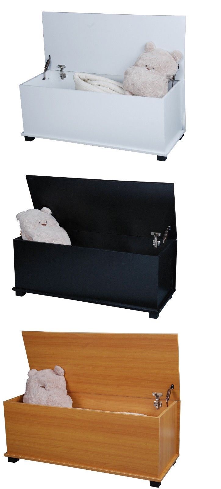 LARGE OTTOMAN WOODEN STORAGE TOY BOX CHEST TRUNK FOOTSTOOL WITH