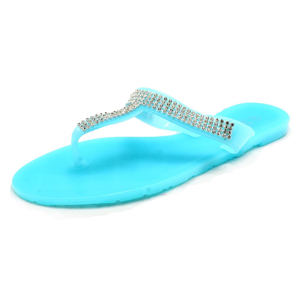 Ladies Jelly Sandals / Flip Flops with sparkly TBar eBay