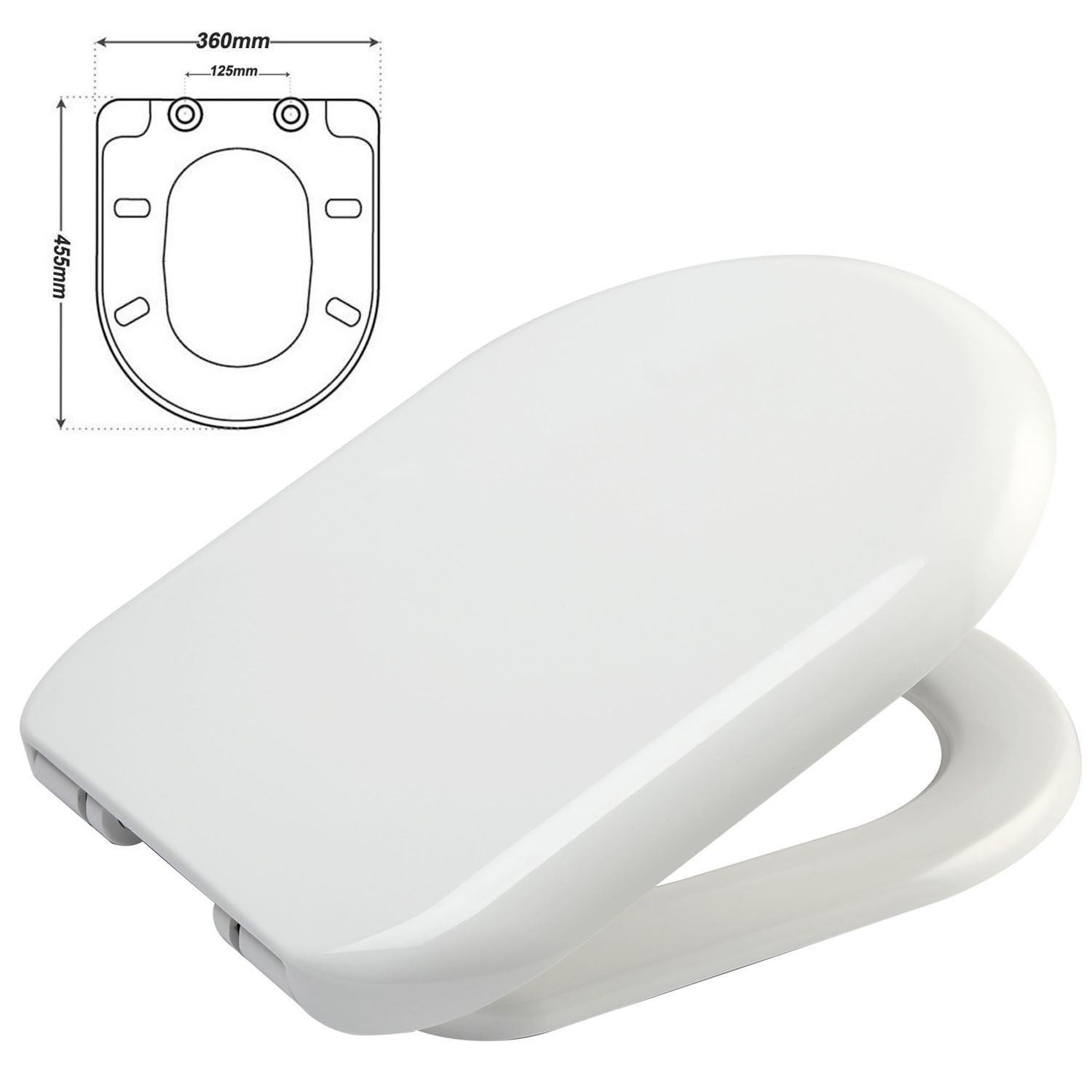 Slow Closing Toilet Seats in White Various Sizes and Designs eBay