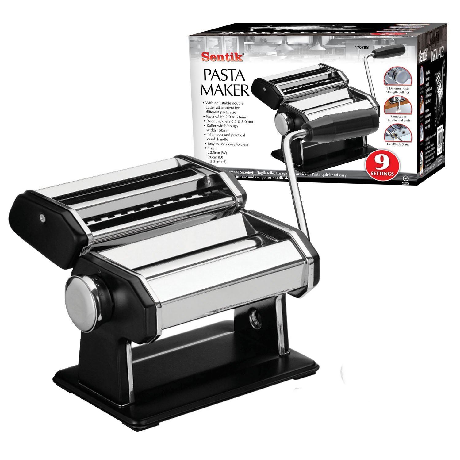 Sentik 3 In 1 Stainless Steel Pasta Lasagne Spaghetti Tagliatelle Maker