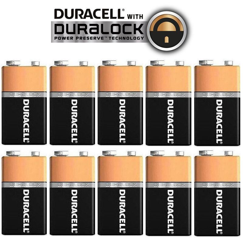 10 x Duracell Duralock 9V Batteries BLOCK MN1604 6LR61 PP3 Battery