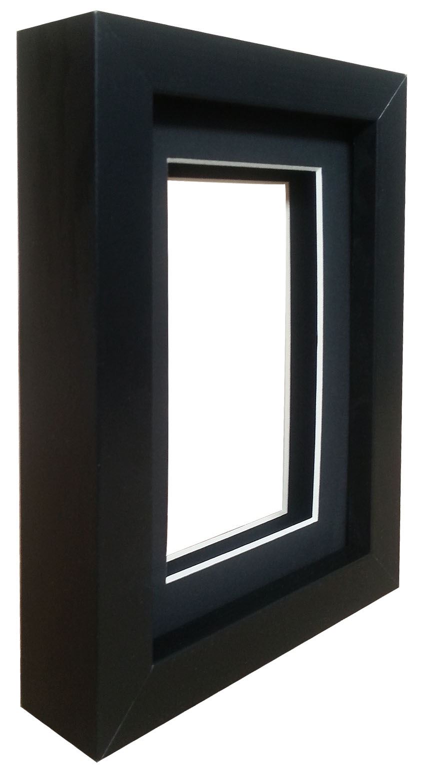 Deep Box Wooden Picture Photo Frames Black or White with 2 mounts in 3 Colours eBay
