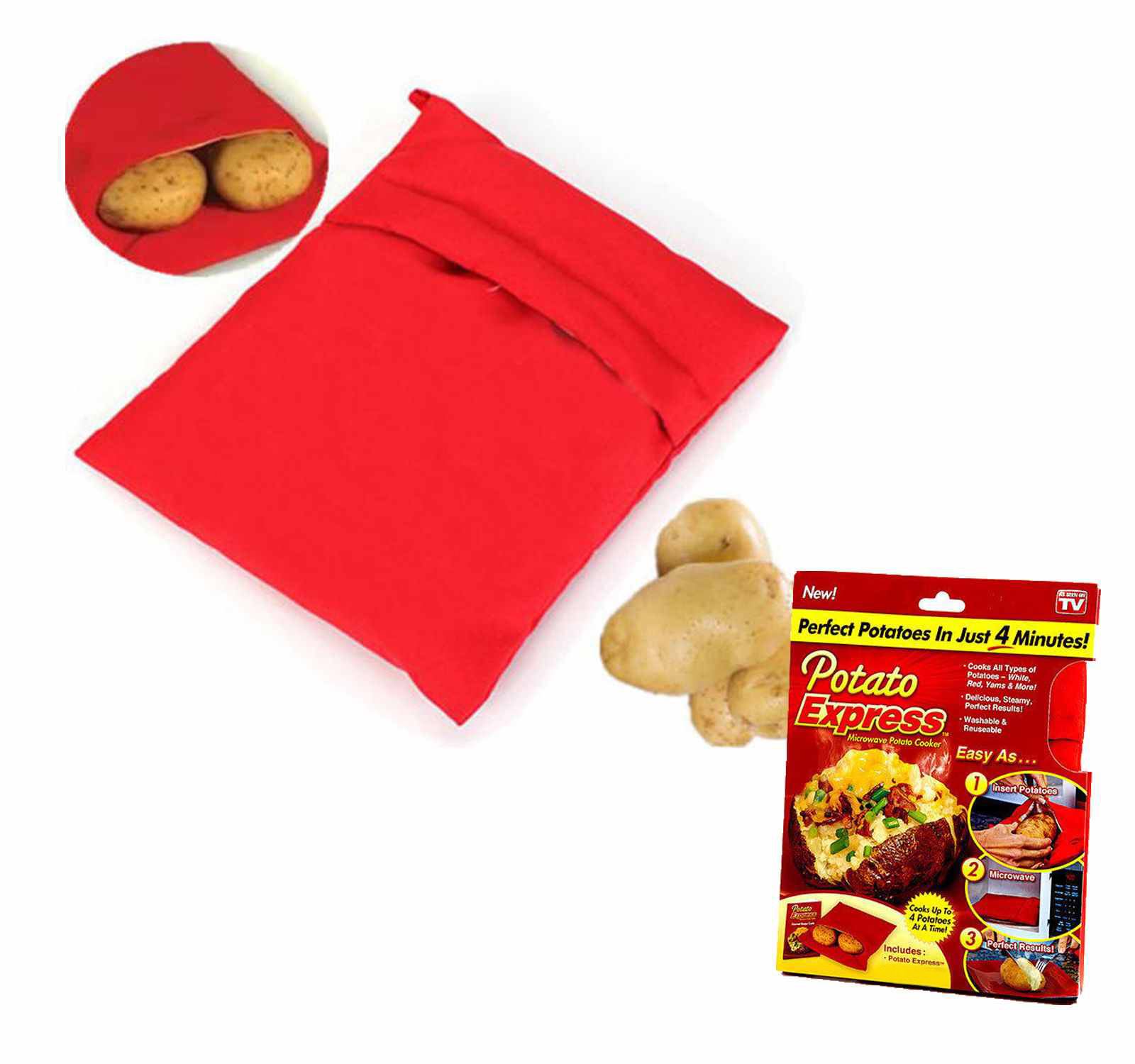 NEW REUSABLE POTATOE EXPRESS PERFECT POTATOES IN 4 MINUTES MICROWAVE