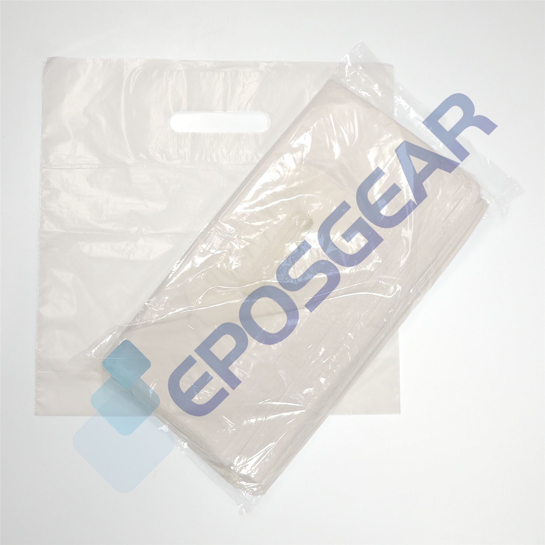 Very Strong Plain White Patch Handle Gift Retail Shopping Plastic Carrier Bags