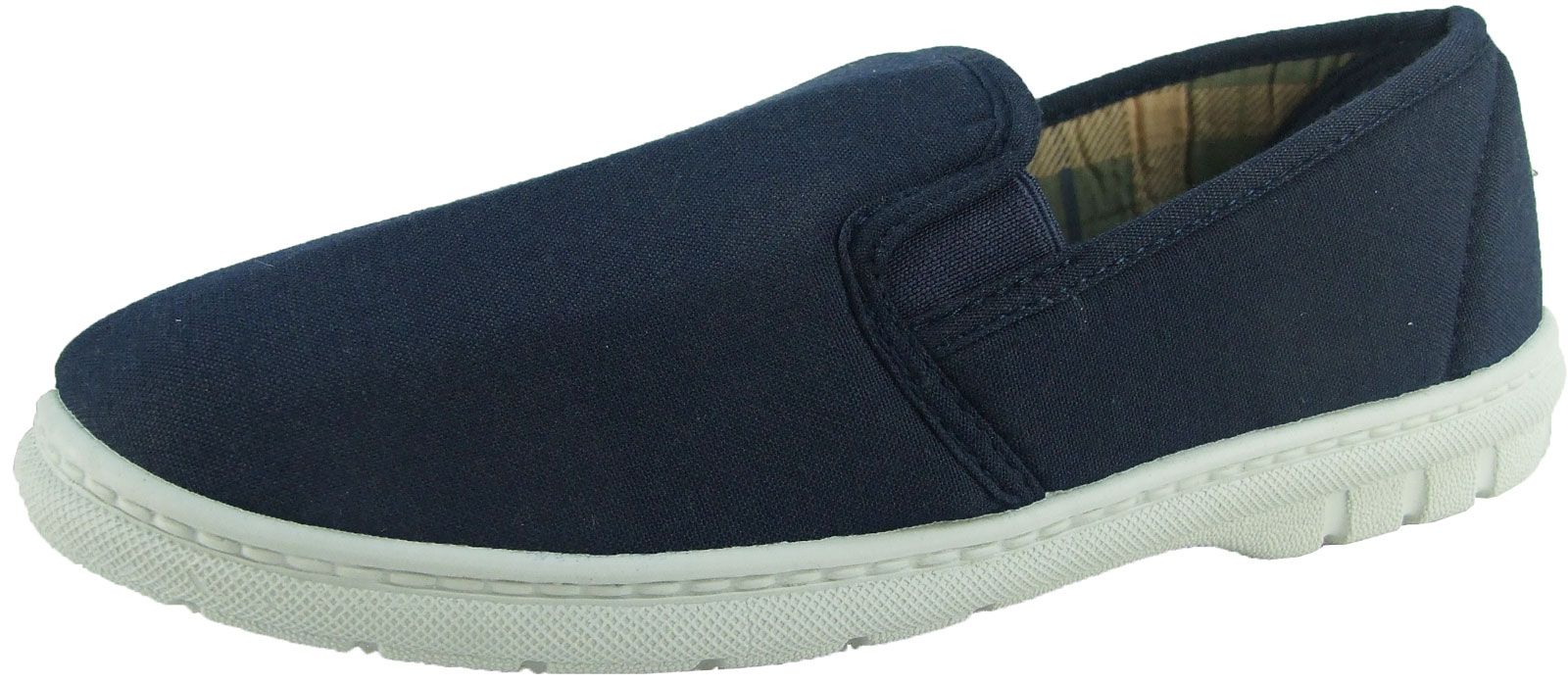 Canvas Beach Twin Gusset Shoes ~ Comfort Padded Inners ~ Navy Boat Mens Deck