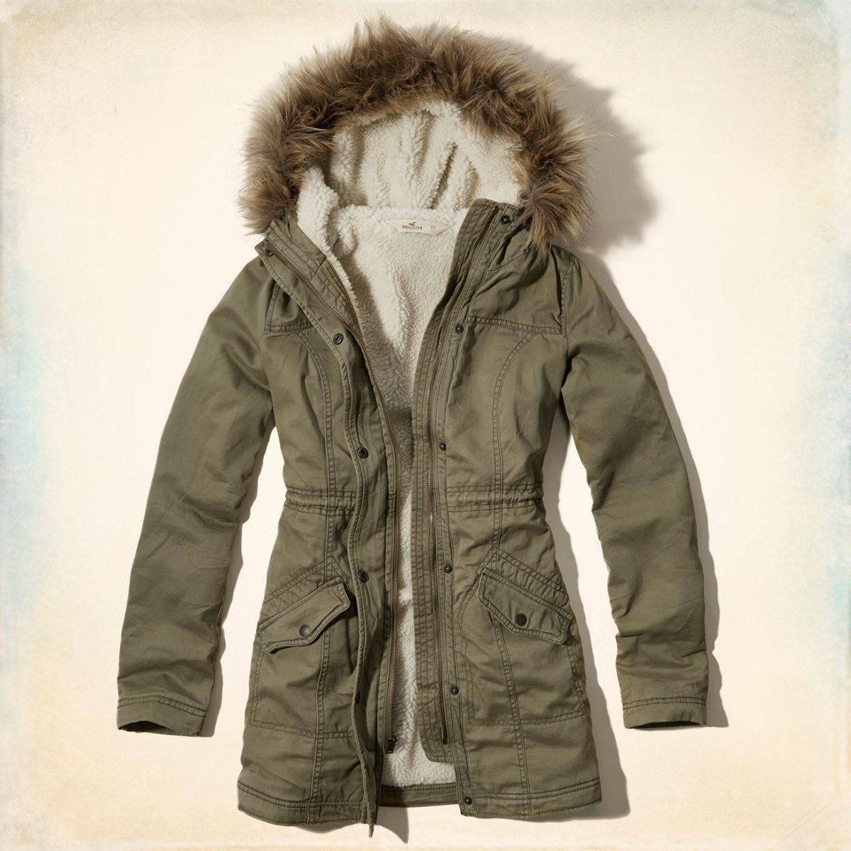 Nouveau Femme HOLLISTER Jack Creek Twill Parka manteau de fourrure ?� capuche Veste-XS S M L XL 