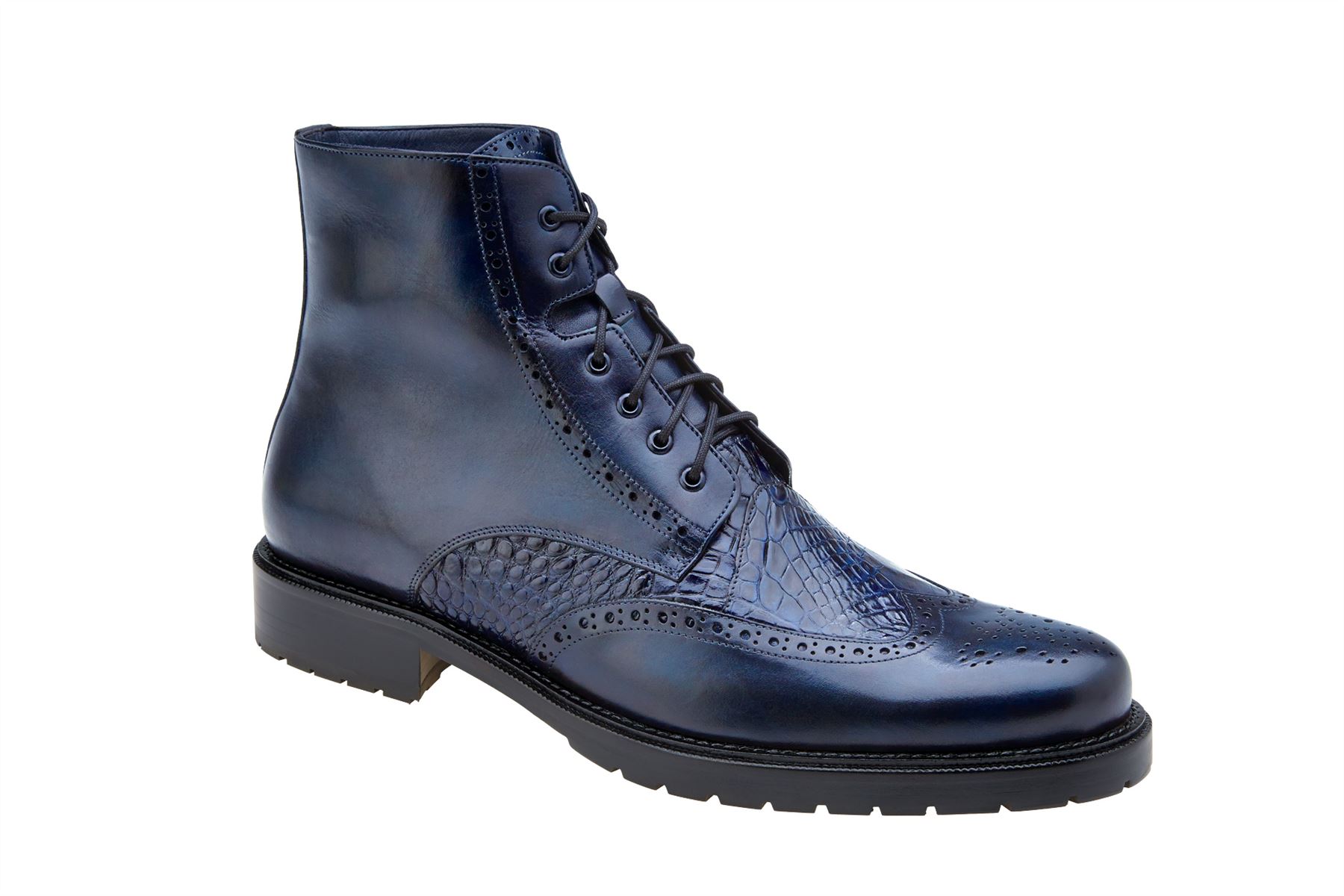 Belvedere Mens Vito Genuine Alligator and Italian Leather Ankle Boots (G14)