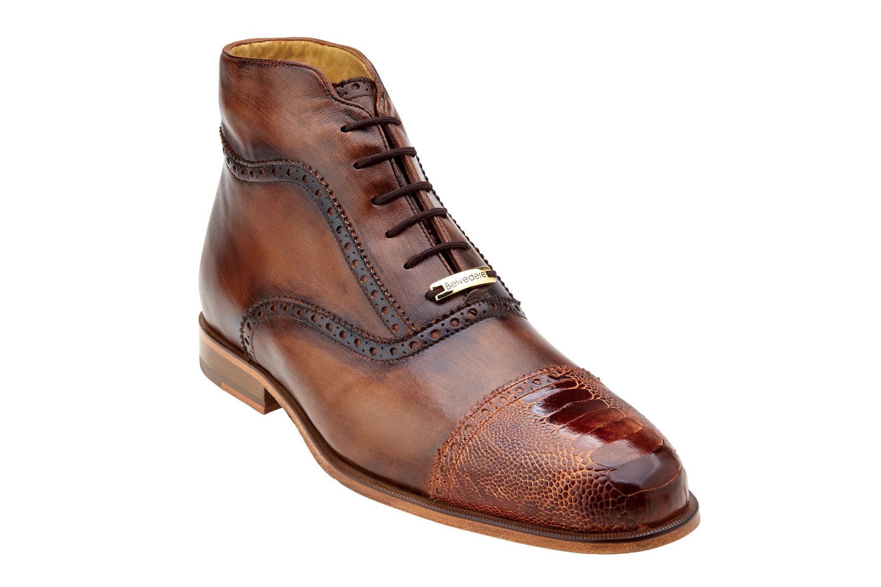 BelvedereMensTobiaOstrichItalianCalfskinExoticAnkleBoots904