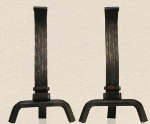 Decorative Forged Andirons - Black Decorative Forged Andirons - Black