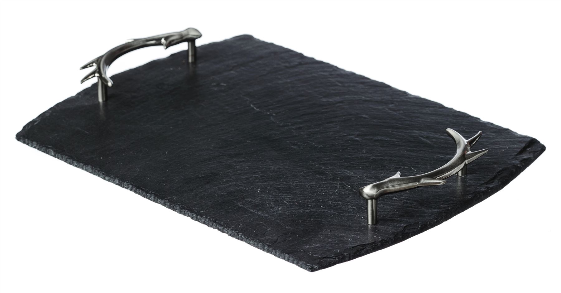 Just Slate Cheese Board Serving Tray Platter with Antler Handles in S/M