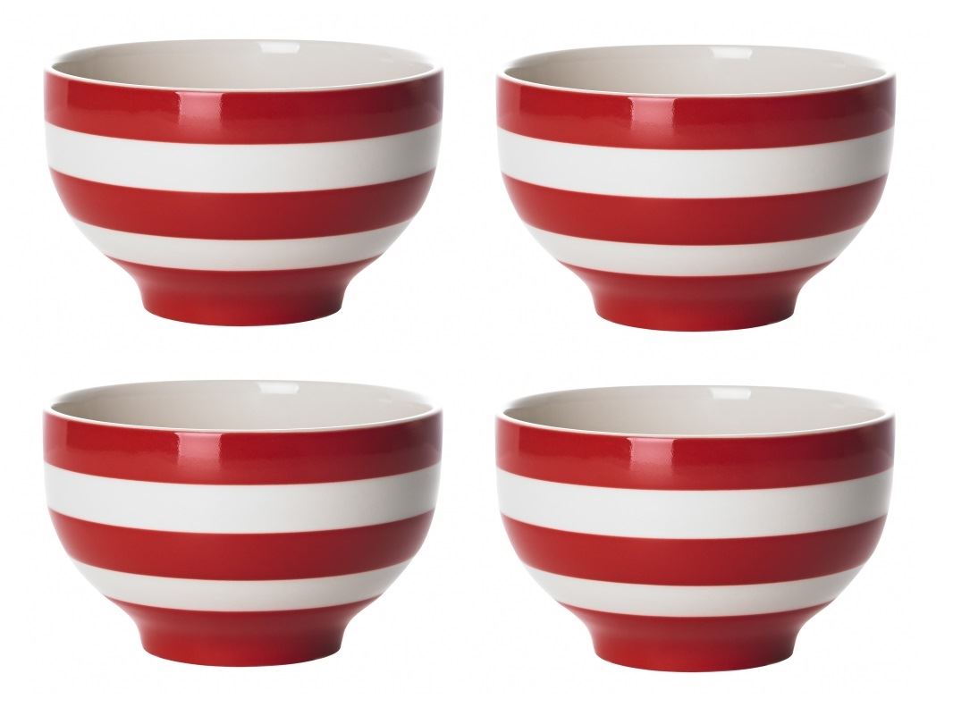 Cornishware Blue or Red and White Stripe Set of 4 Rice Dip Bowls eBay