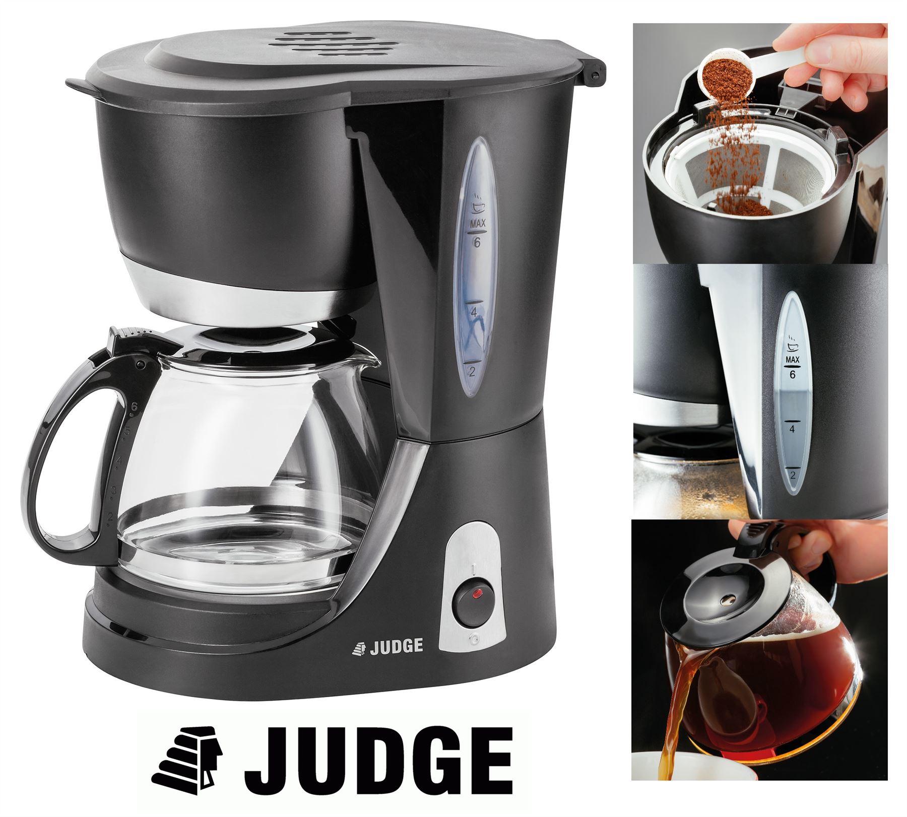 Judge 6cup/600L Electric Filter Coffee Maker with Glass Pot 700W