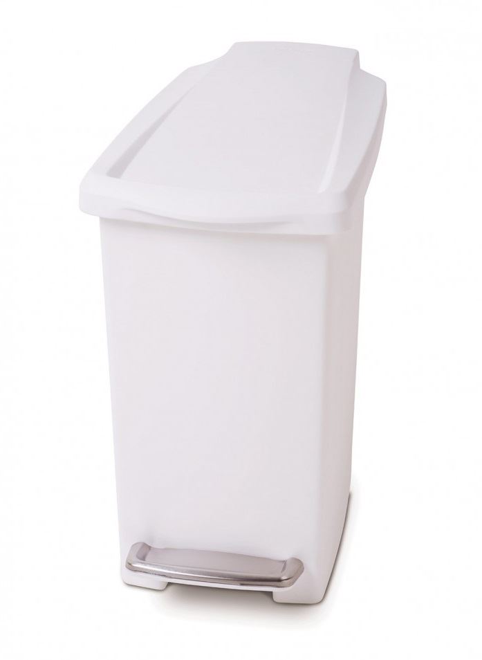 Simplehuman Plastic Slim 10L or 40L Pedal Waste Bin on Wheels, White Grey Black eBay