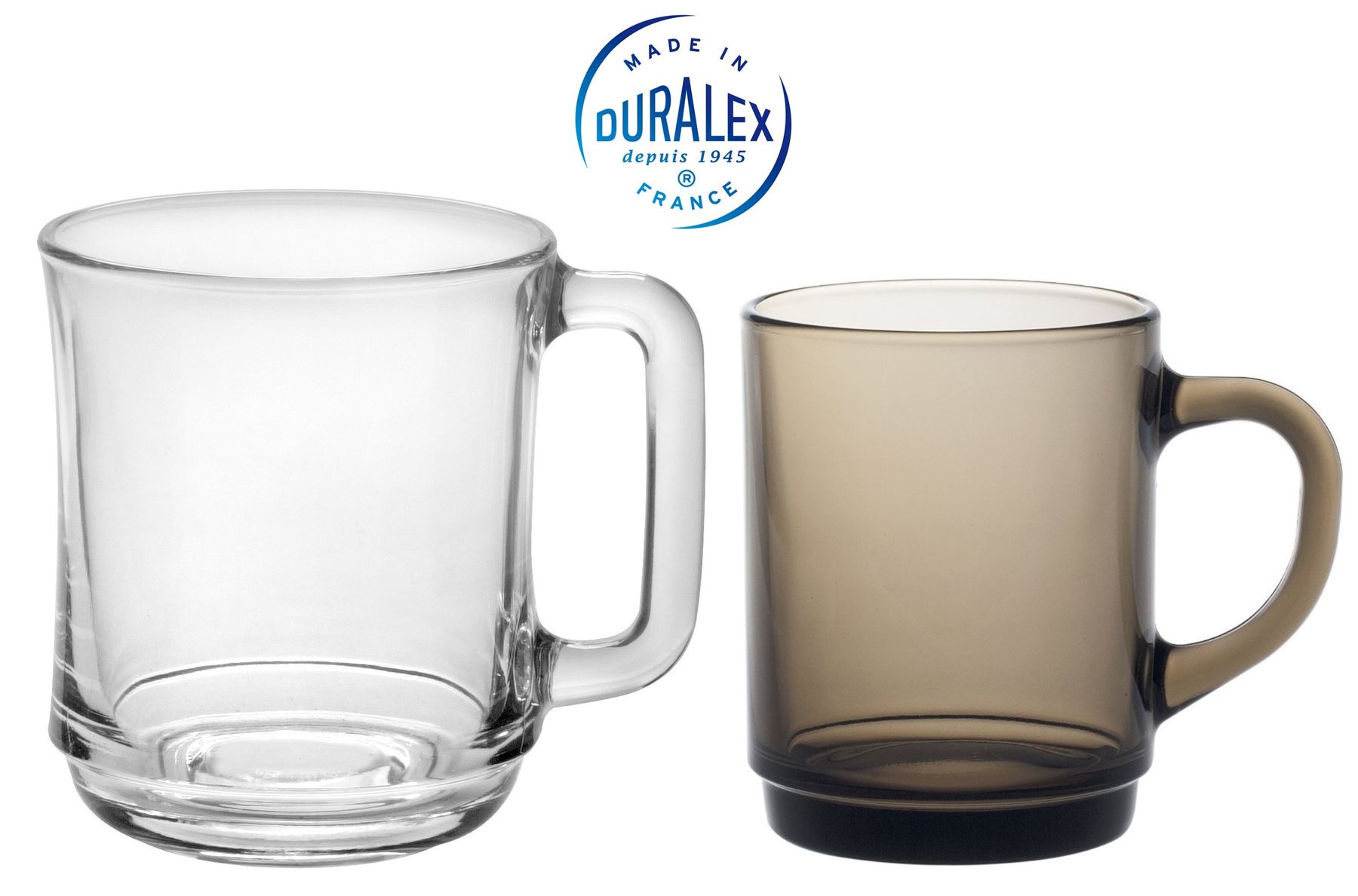 Duralex Sets of 6 Toughened French Glass Mugs, Lys or Versailles, 260ml