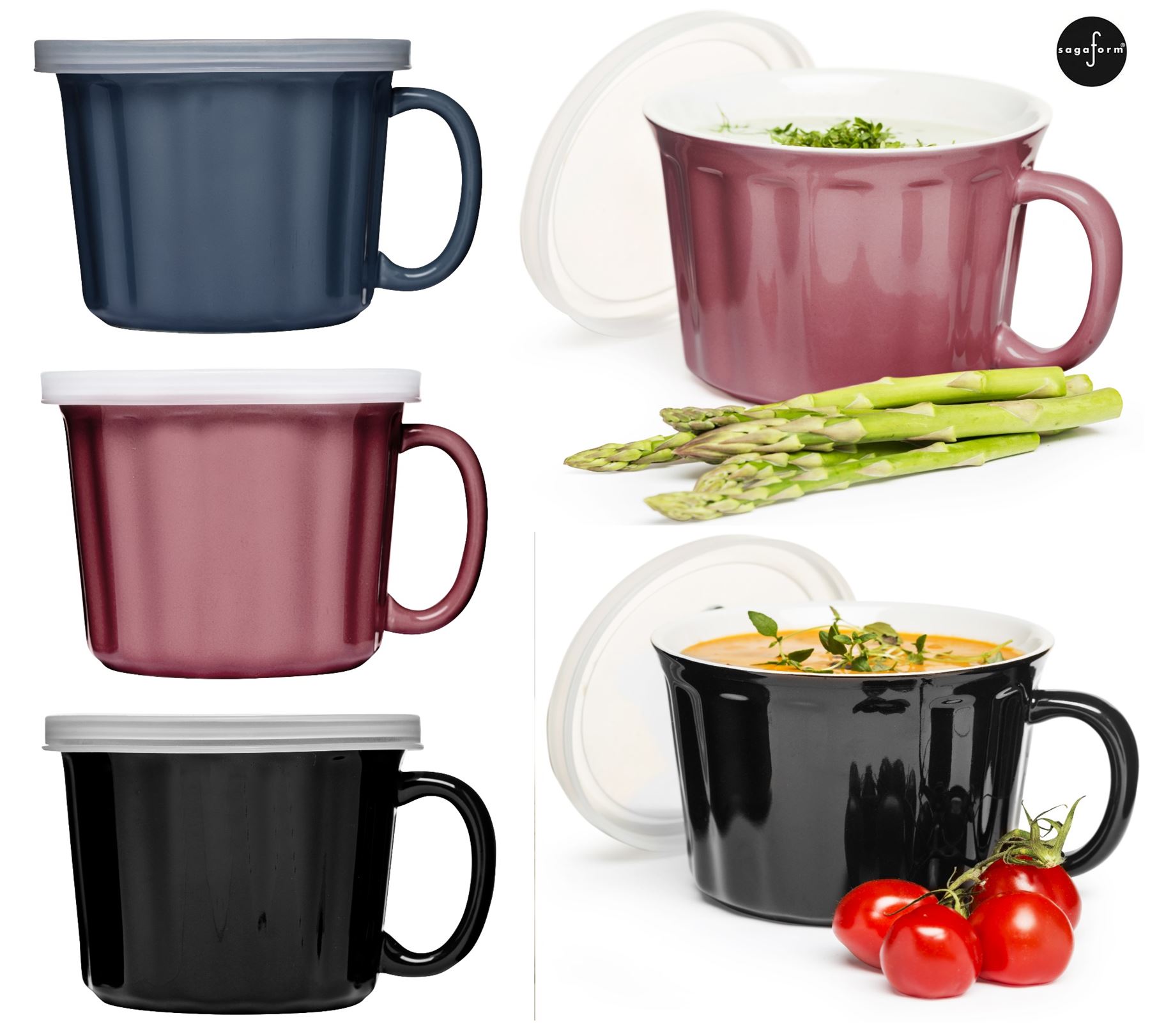 Sagaform Soup Mugs with Lid in Pink, Black or Blue eBay