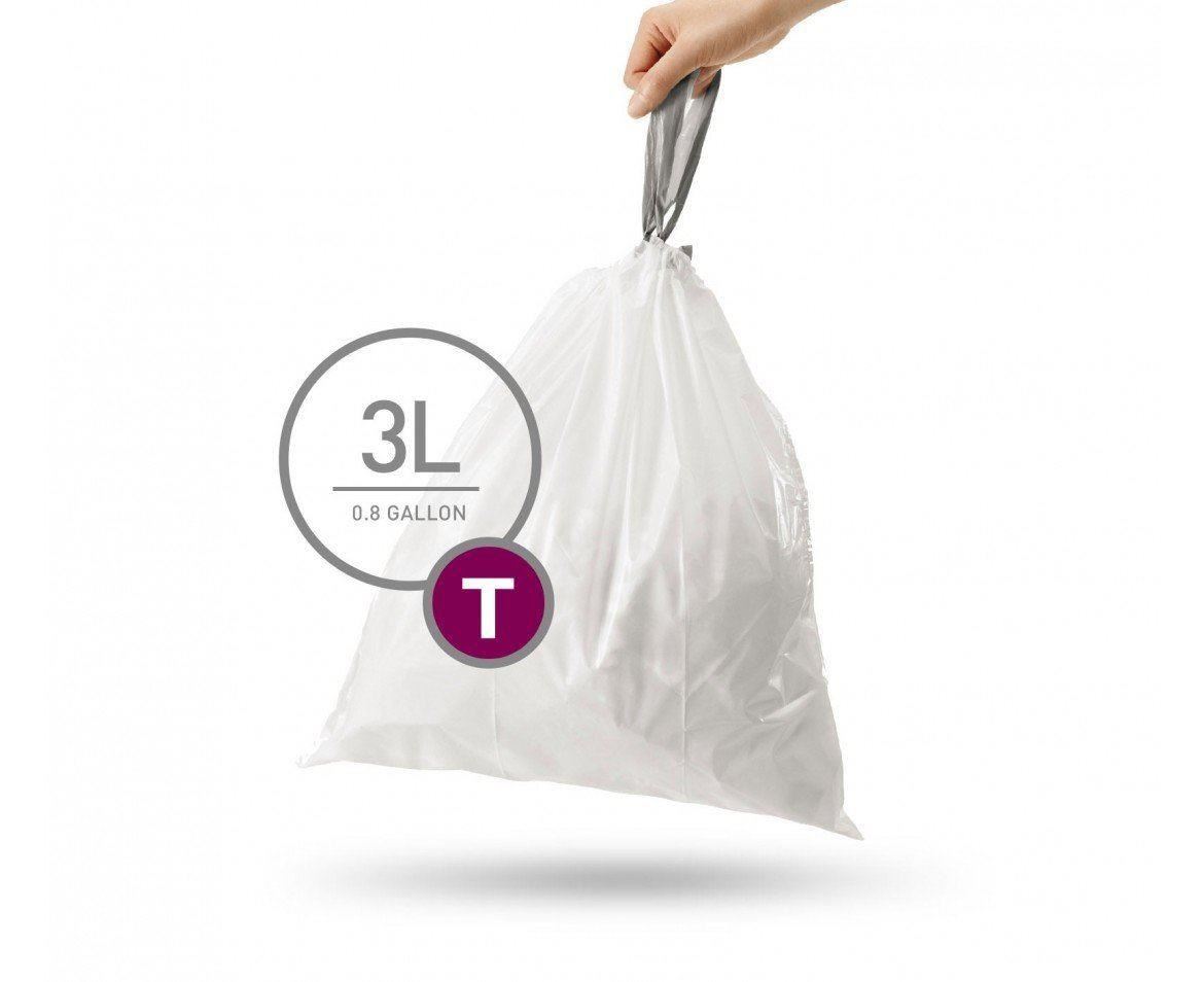 Simplehuman White Plastic Bin Liners, Pack of 60, Code A B D E F G H J