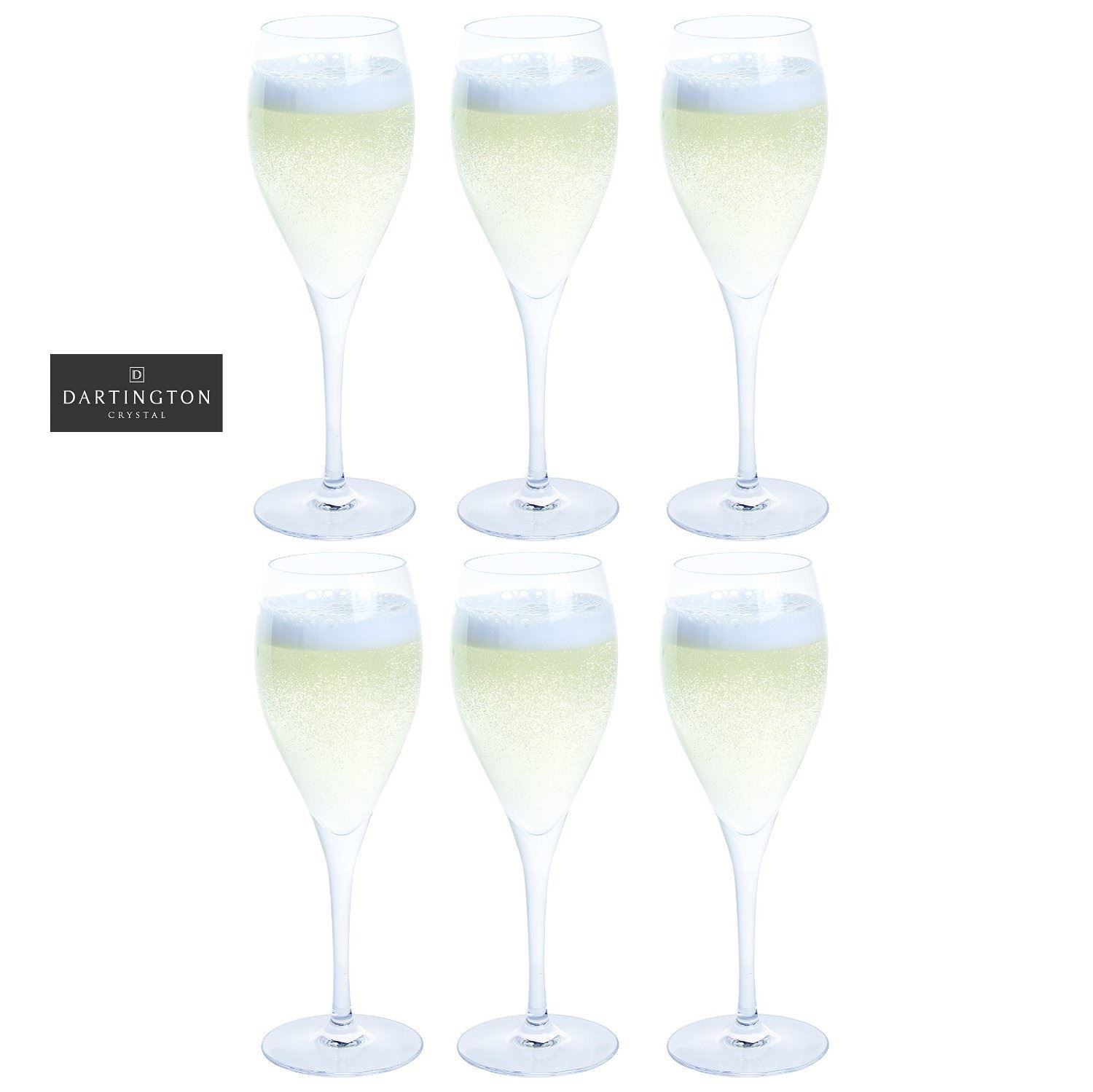 Dartington Crystal Drink! Set of 6 Prosecco Sparkling Wine Glasses