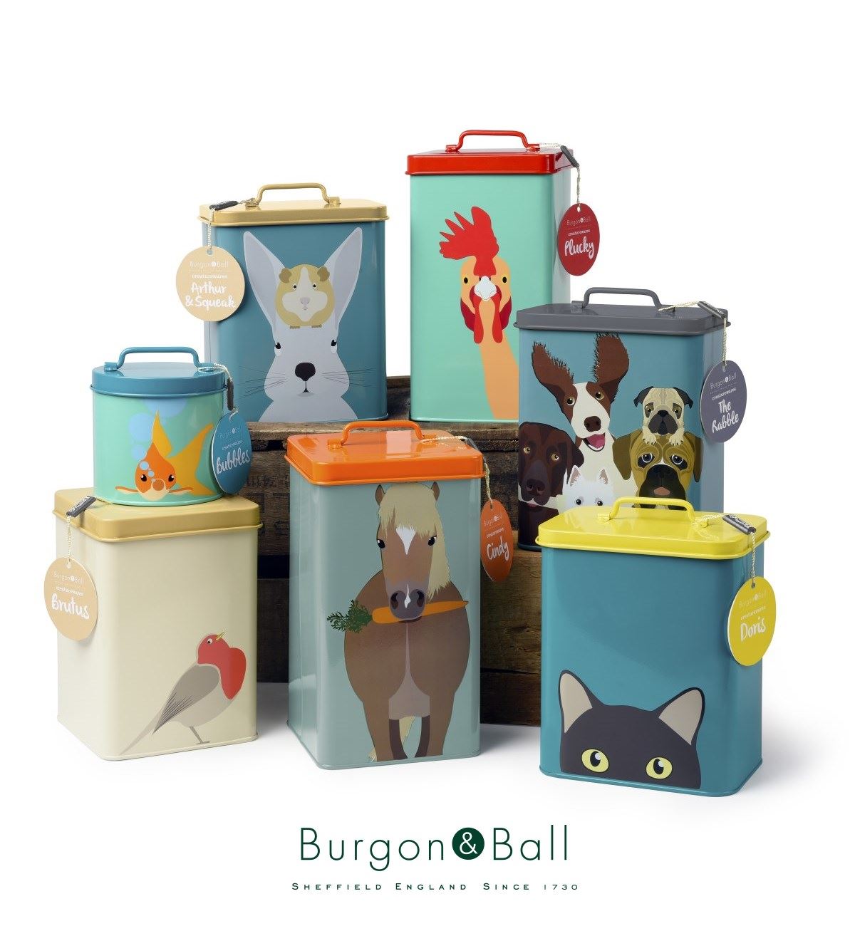 Burgon & Ball Creaturewares Pet Food Storage Tin Dog, Cat, Fish, Rabbit