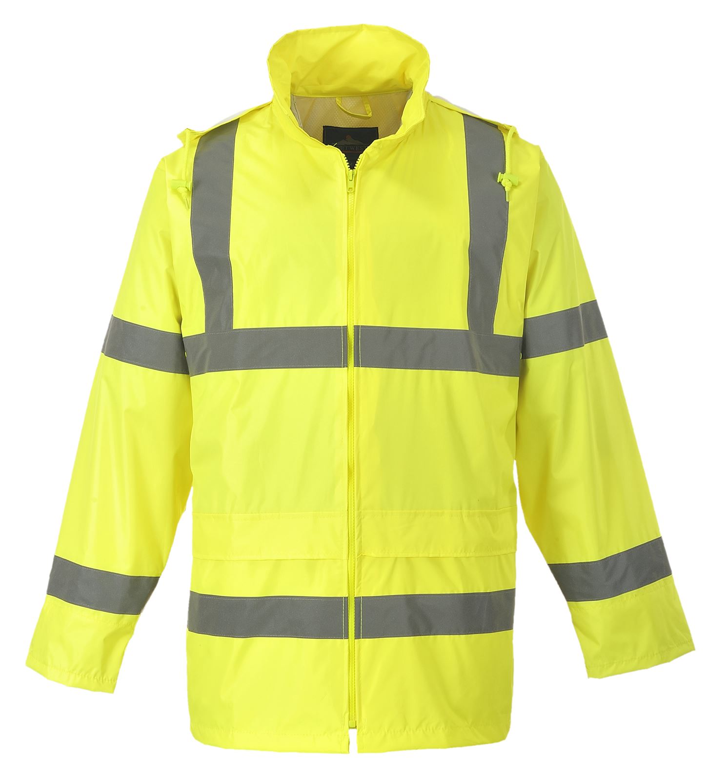 HI VIS Rain Jacket Coat Waterproof High Visibility Hooded Workwear XS