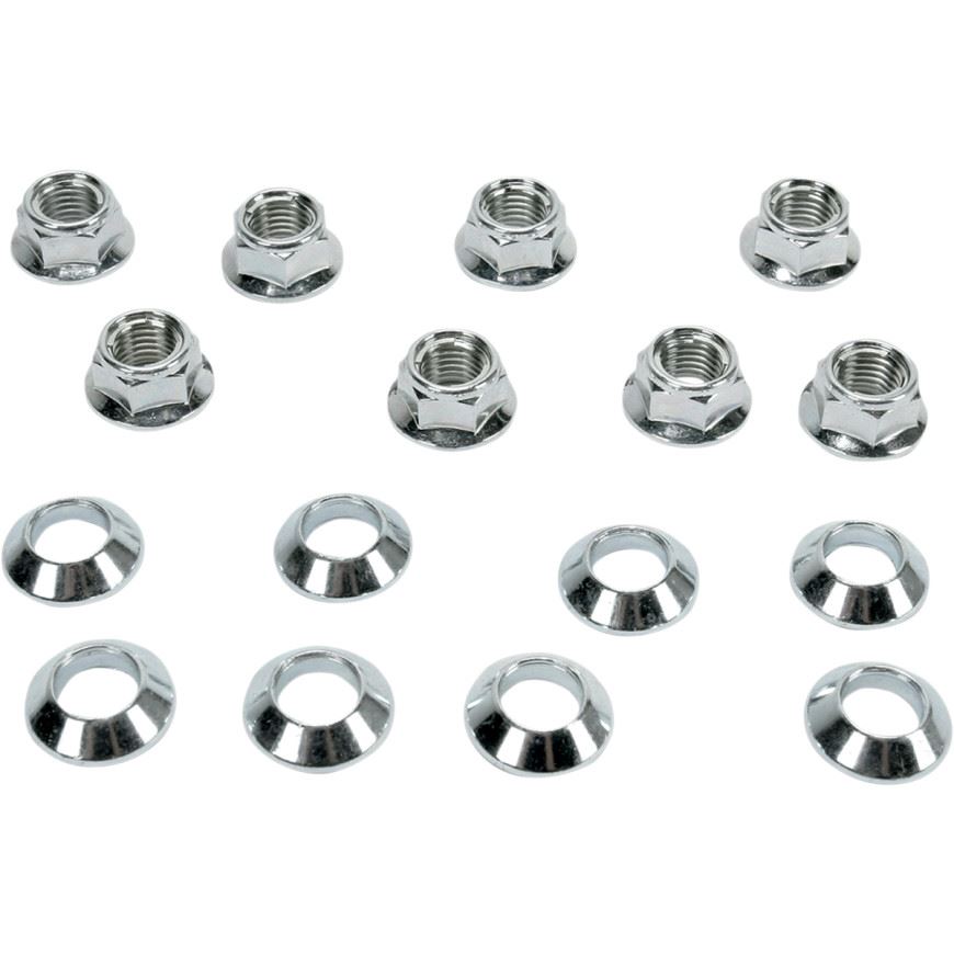 Set Of 8 Quad Wheel Nuts M10x1.25 Flat With Domed Washers eBay