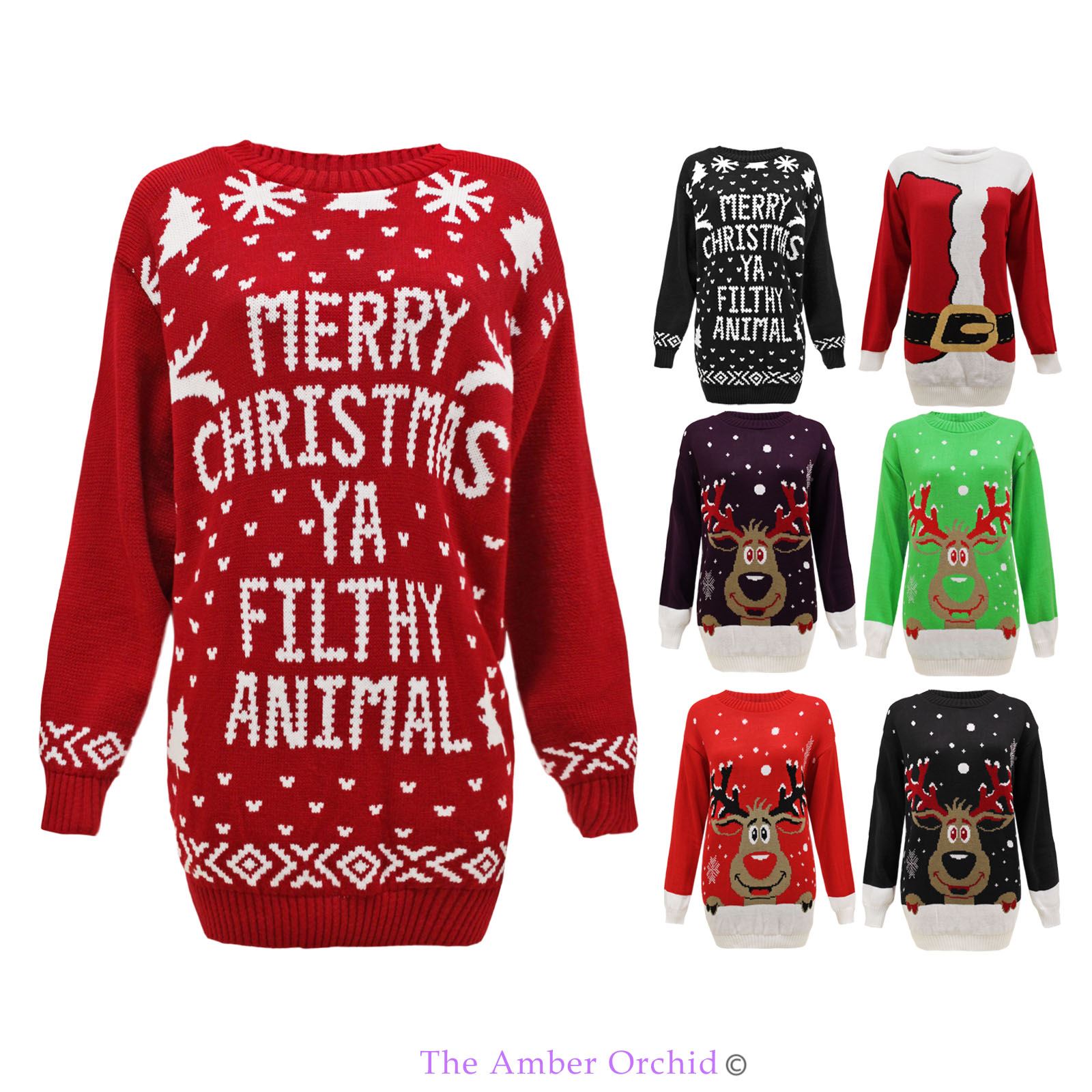 Ladies Womens Mens Knit Santa Reindeer Christmas Xmas Jumper Sweater