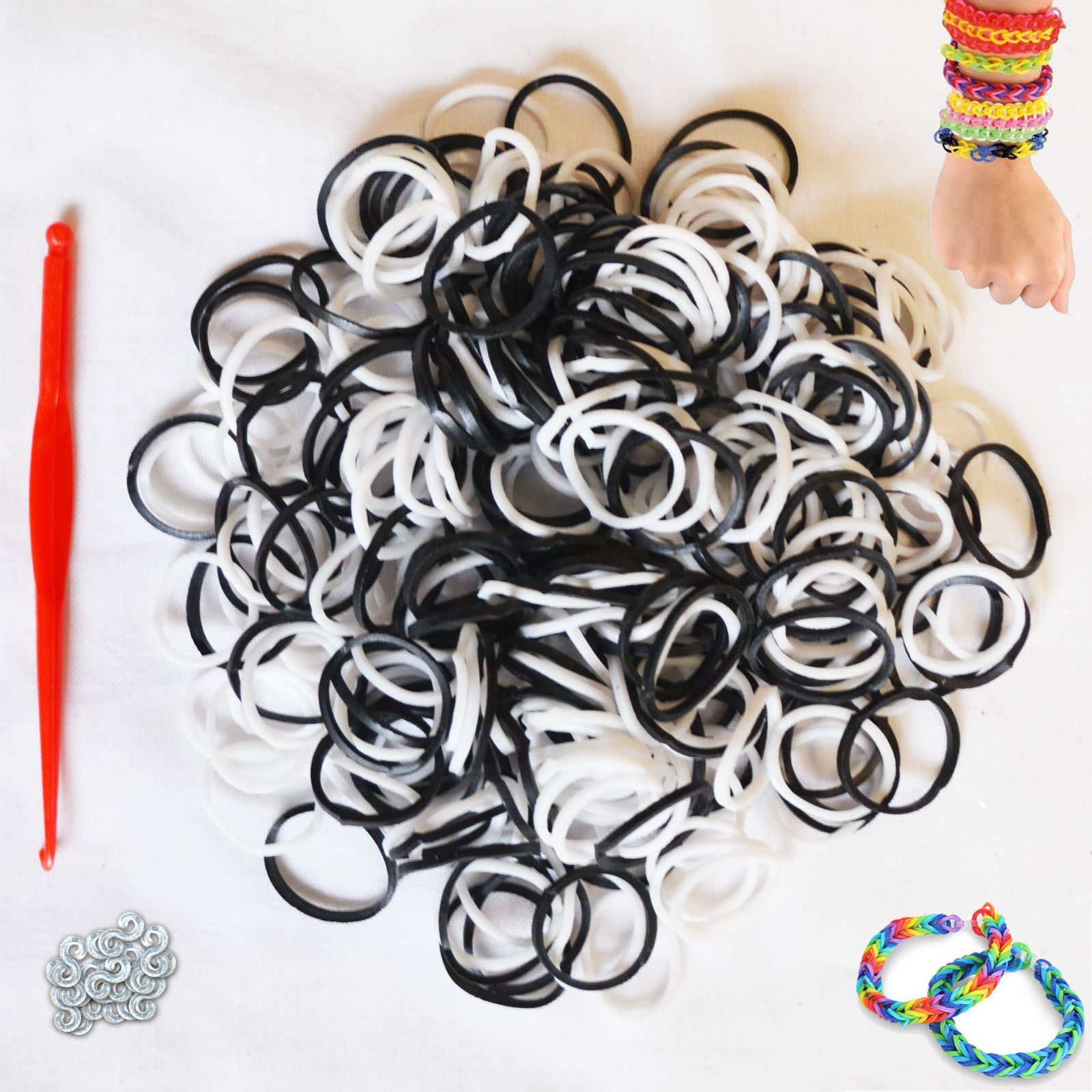 600 COLOURFUL RAINBOW BRIGHT NEON LOOM BANDS RUBBER TOOL BRACELET LOOMS