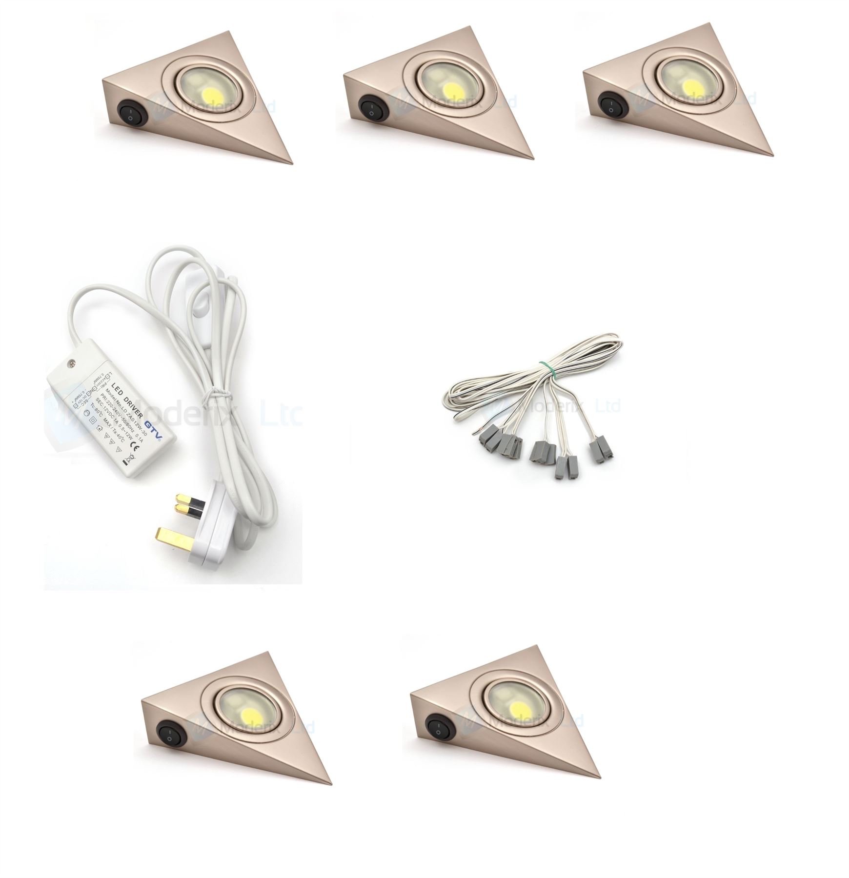 Led Triangle With Switch Satin Kitchen Under Cabinet Light Set Kit Led Triangle With Switch Satin Kitchen Under Cabinet