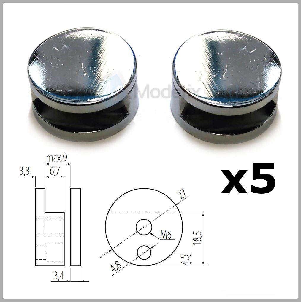 Mirror and Glass Hanging Kit Wall Bracket Round Clips Sets Chrome eBay